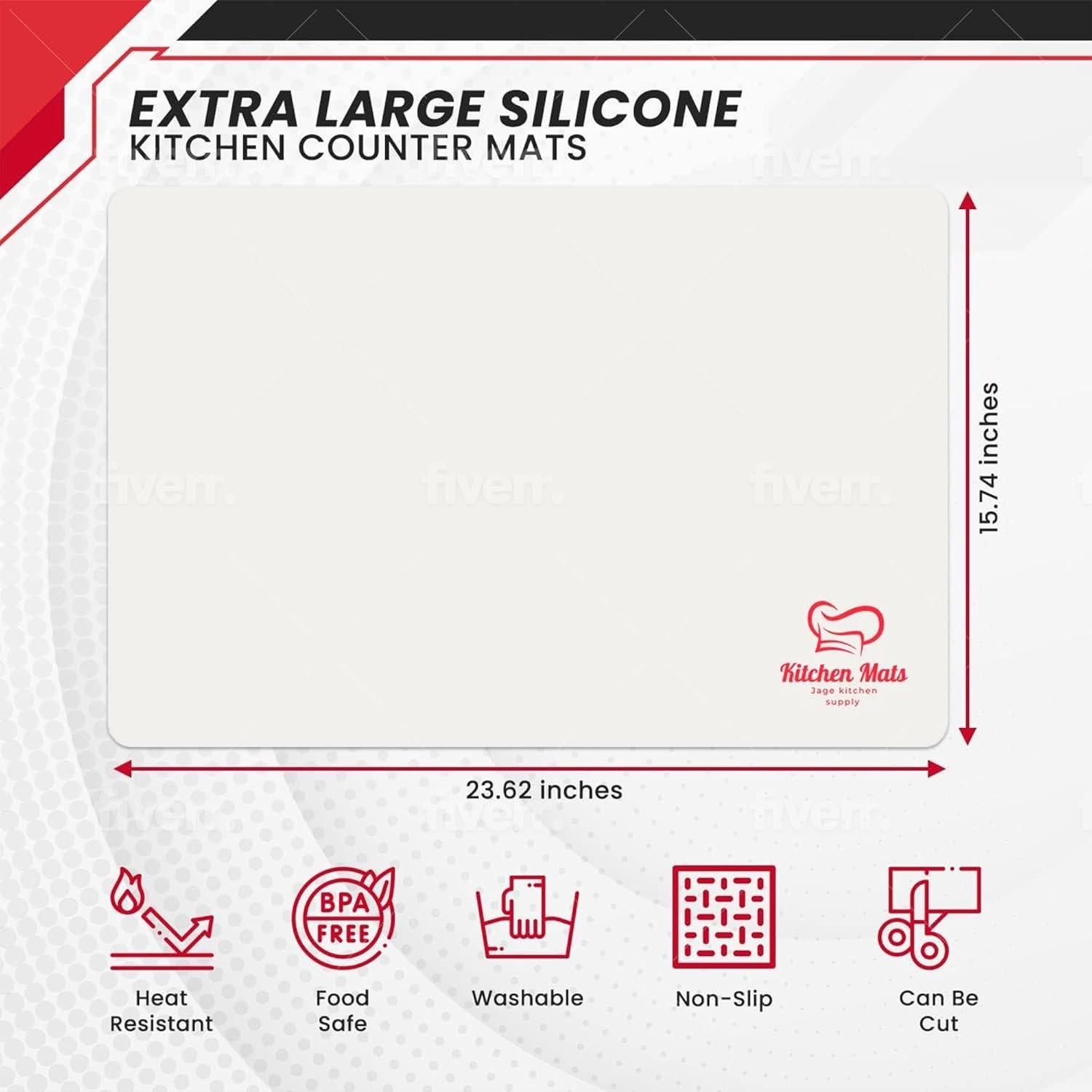 Alfombrilla Protectora de Silicona Jage Kitchen 58.4x38.1cm Blanca