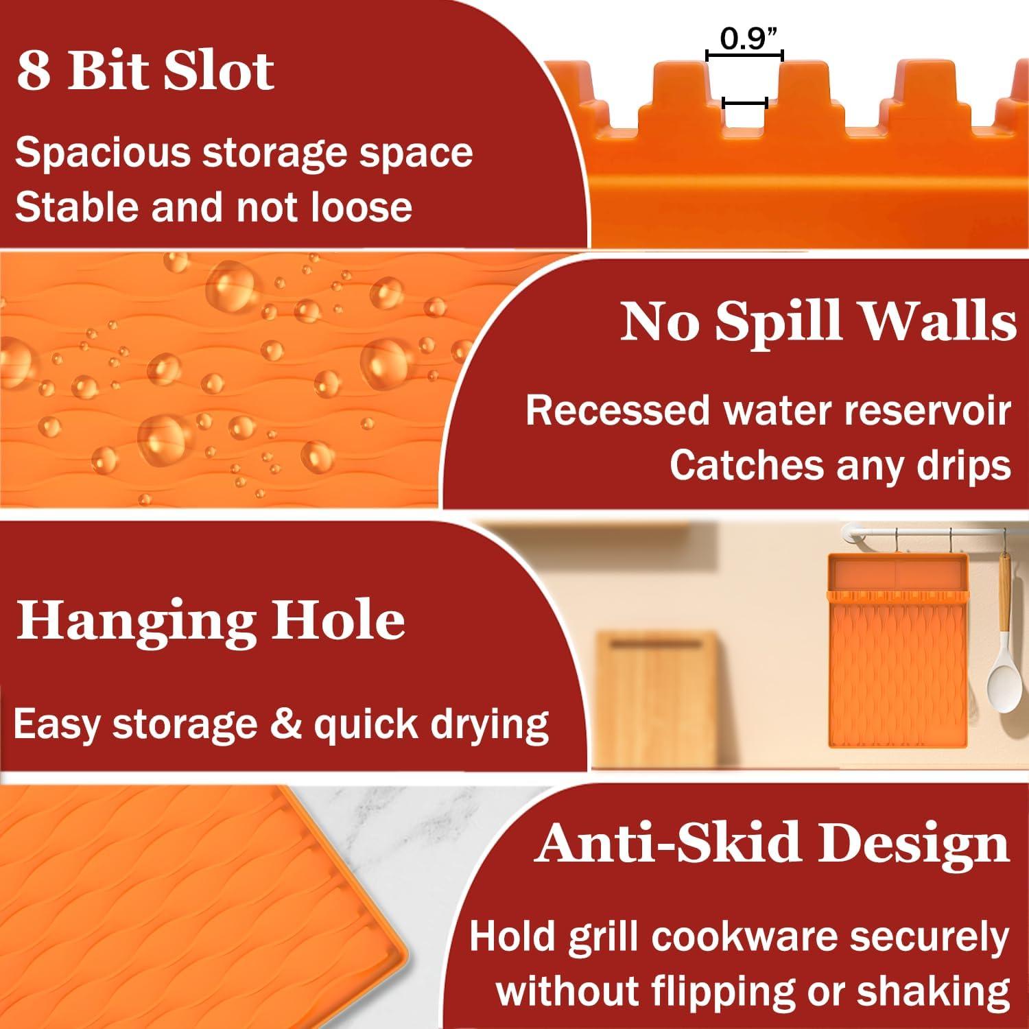 Alfombrilla de Silicona WAOUZN para Parrilla 40.6x29.2 cm Naranja