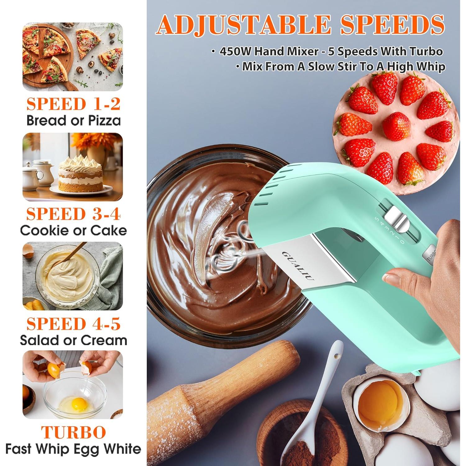 Mezclador de Mano Eléctrico GUALIU CX-6681 450W 5 Velocidades