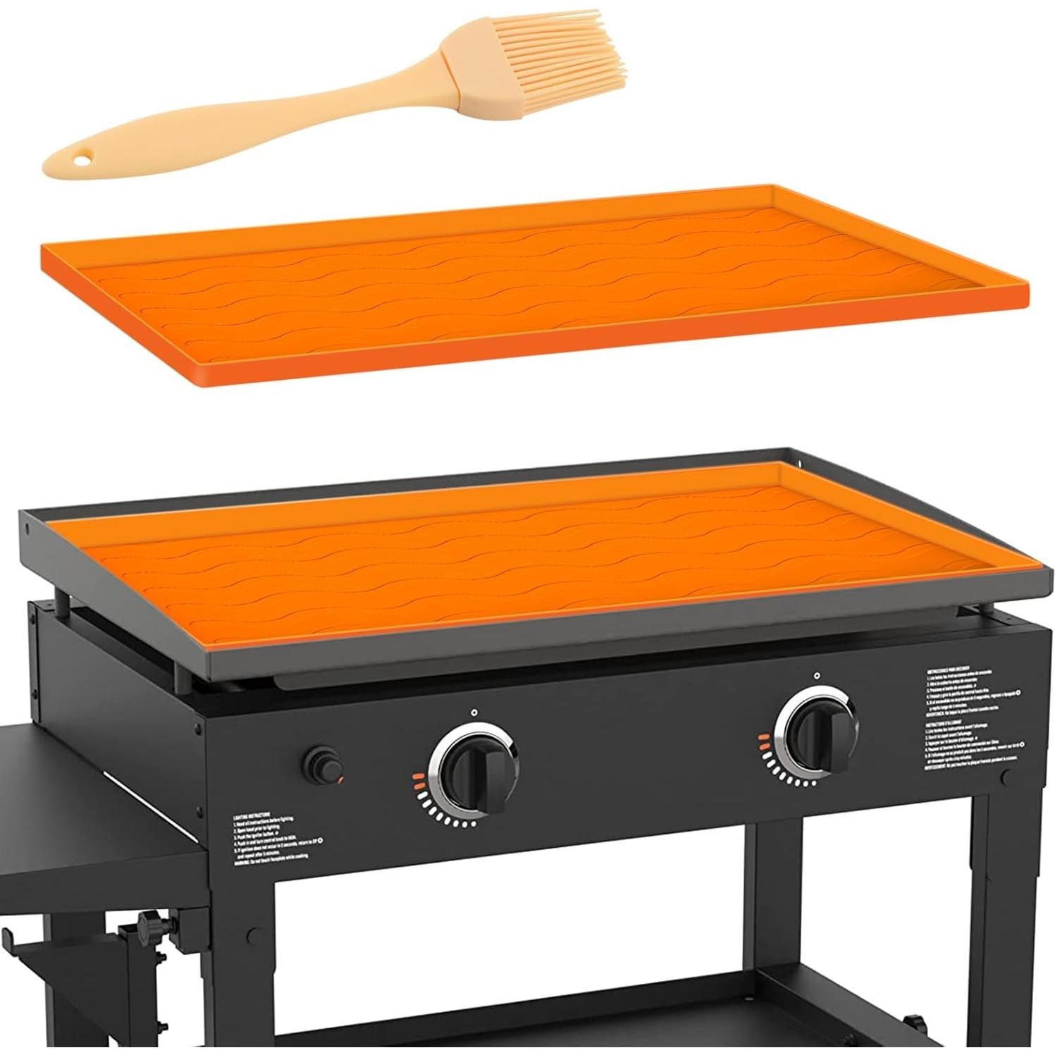 Cubierta de Plancha BBQ Bibabala 36" Naranja + Brocha Silicona