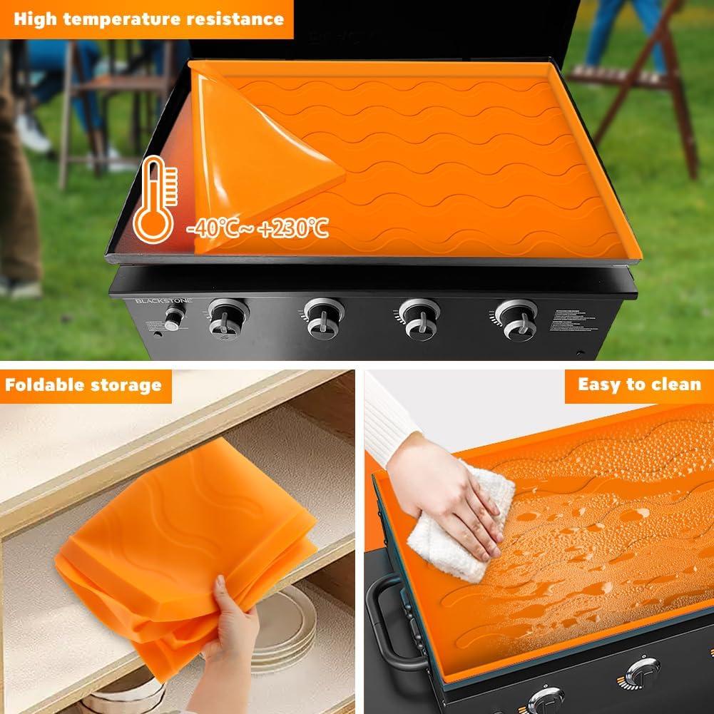 Cubierta de Plancha BBQ Bibabala 36" Naranja + Brocha Silicona