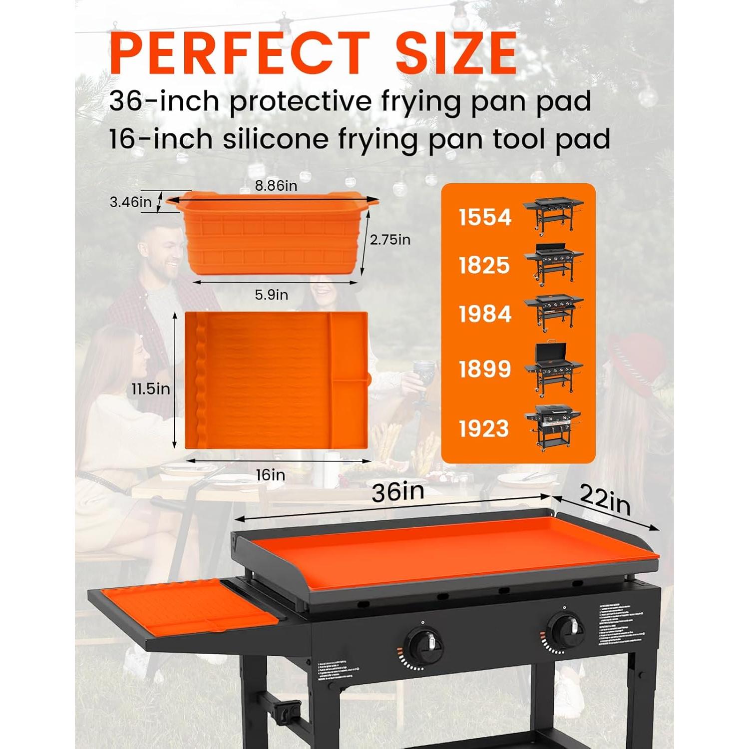 Cubierta de silicona 36" Blackstone + tapete 16" + forros