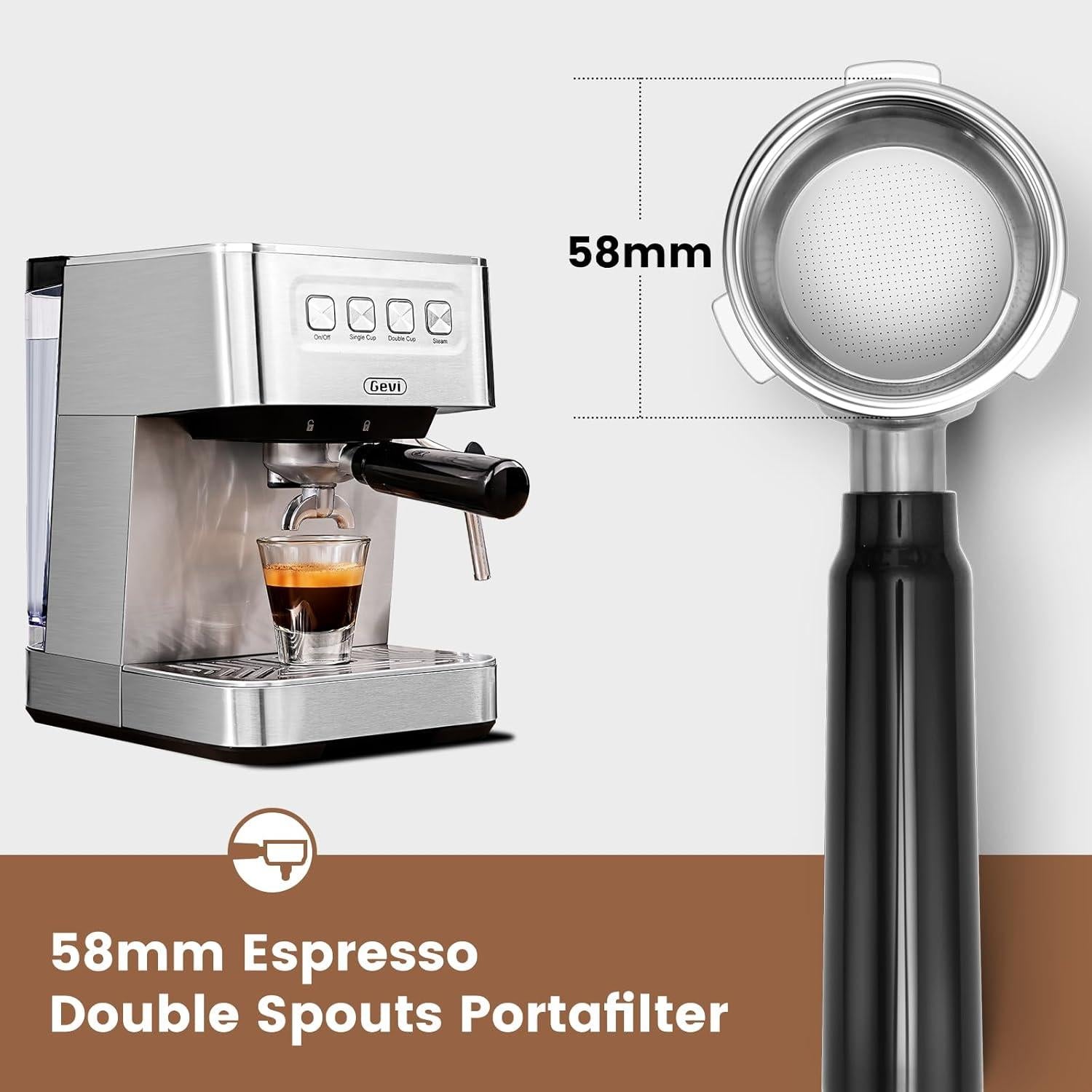 Máquina de Espresso Gevi ECM-8503UL 20 Bar con Espumador