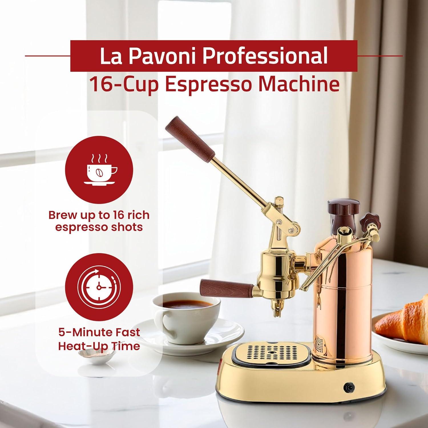 Máquina de Espresso La Pavoni Profesional PB-16 - Cobre y Latón