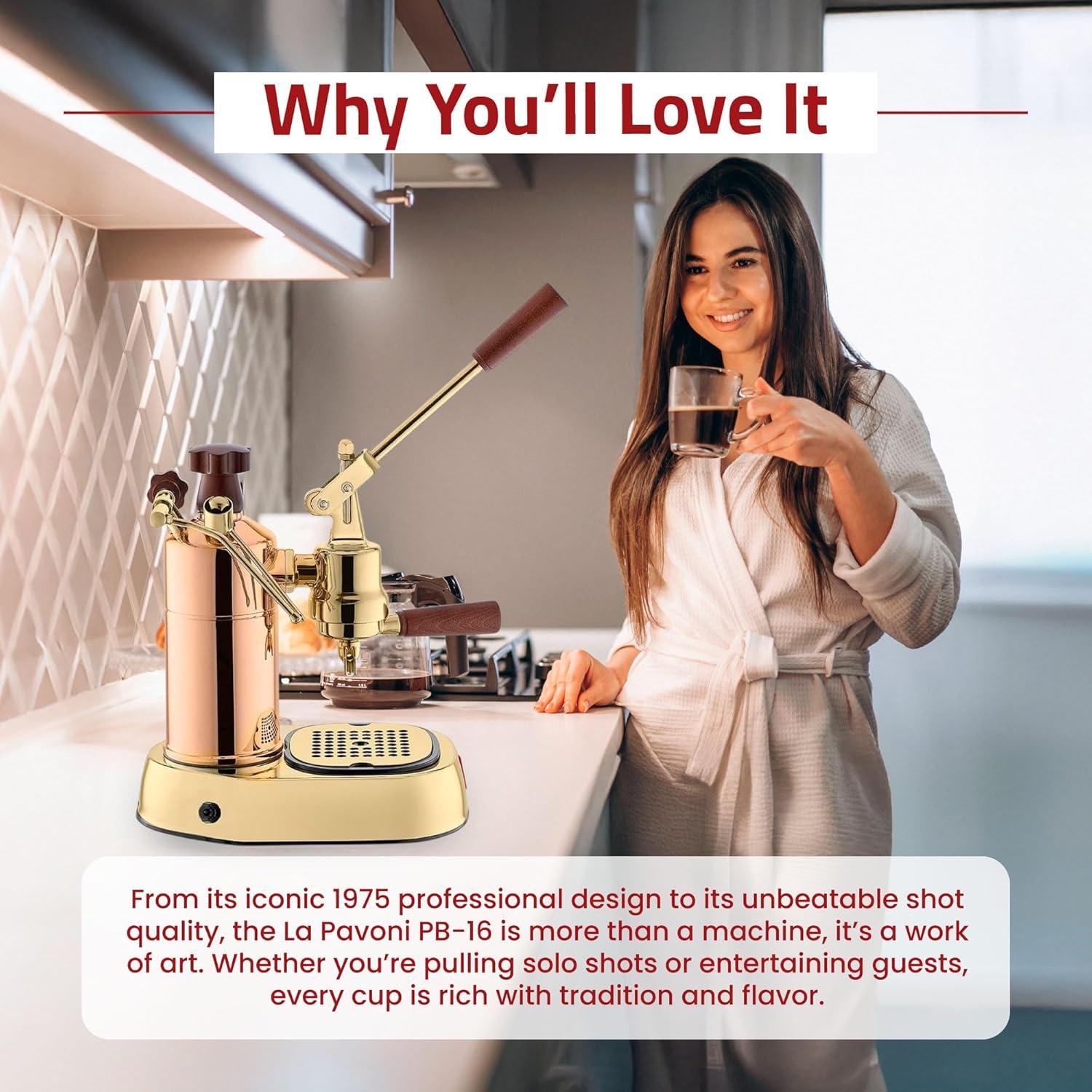 Máquina de Espresso La Pavoni Profesional PB-16 - Cobre y Latón