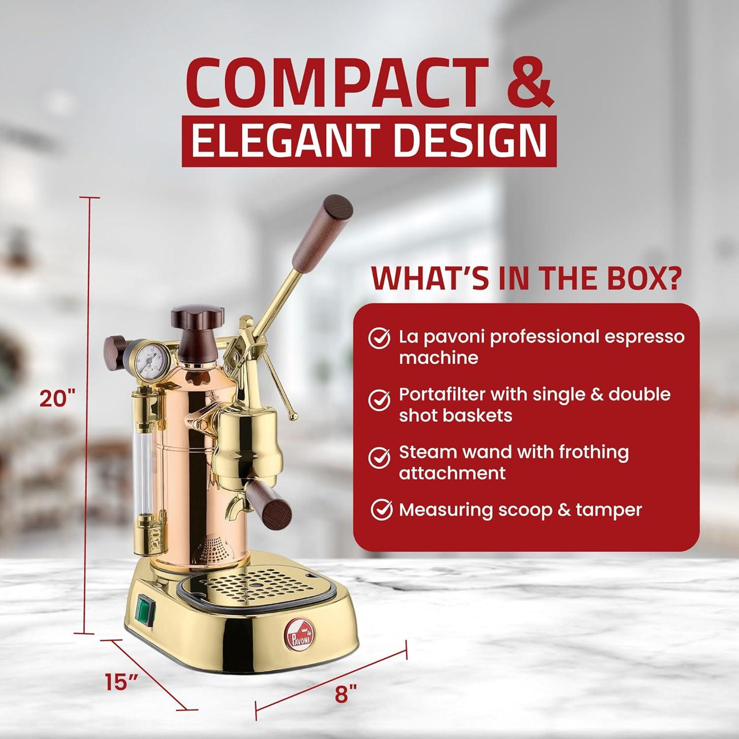 Máquina de Espresso La Pavoni Profesional PB-16 - Cobre y Latón