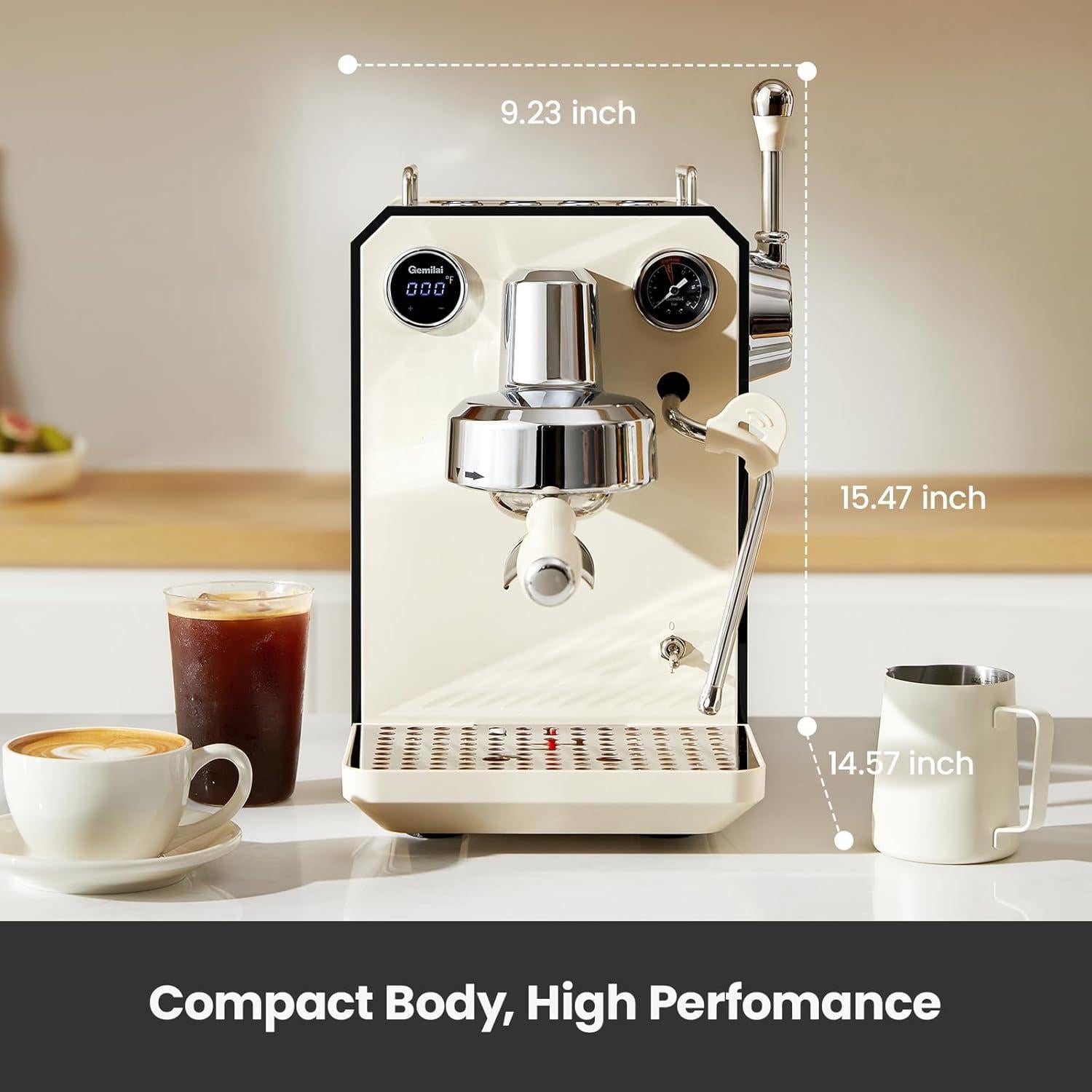 Máquina de Espresso Gemilai G3006 15 Bar Semi-Automática 1.68L