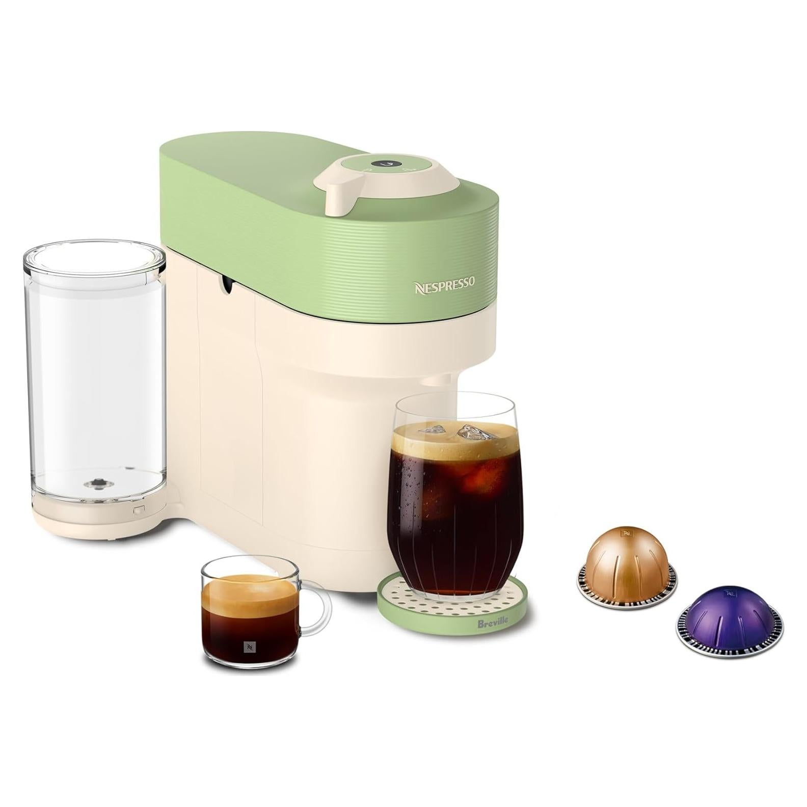Cafetera Nespresso Vertuo Pop+ Breville Pistacho 5 Tamaños