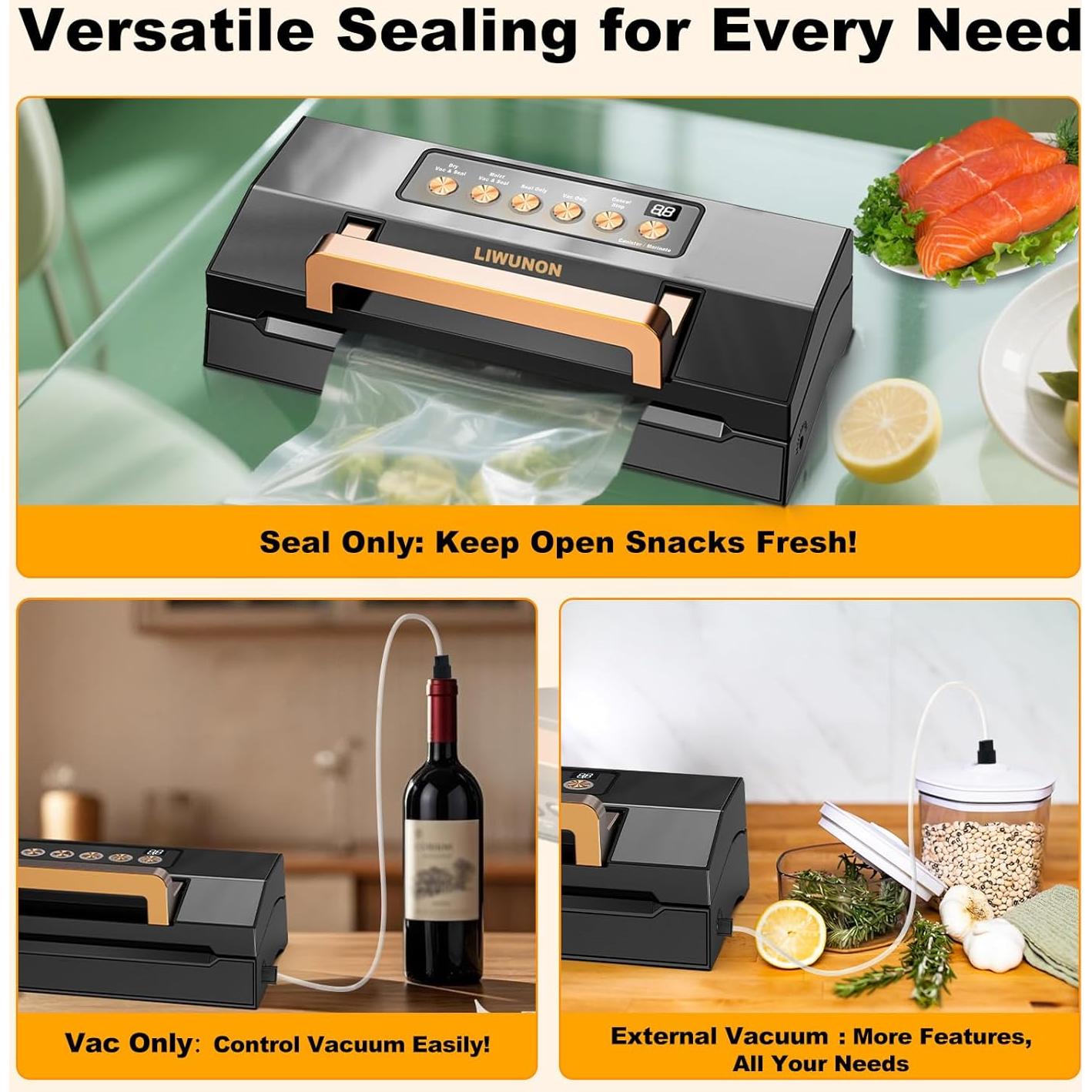 Máquina de Sellado al Vacío LIWUNON VS8002 Automática 2.36kg