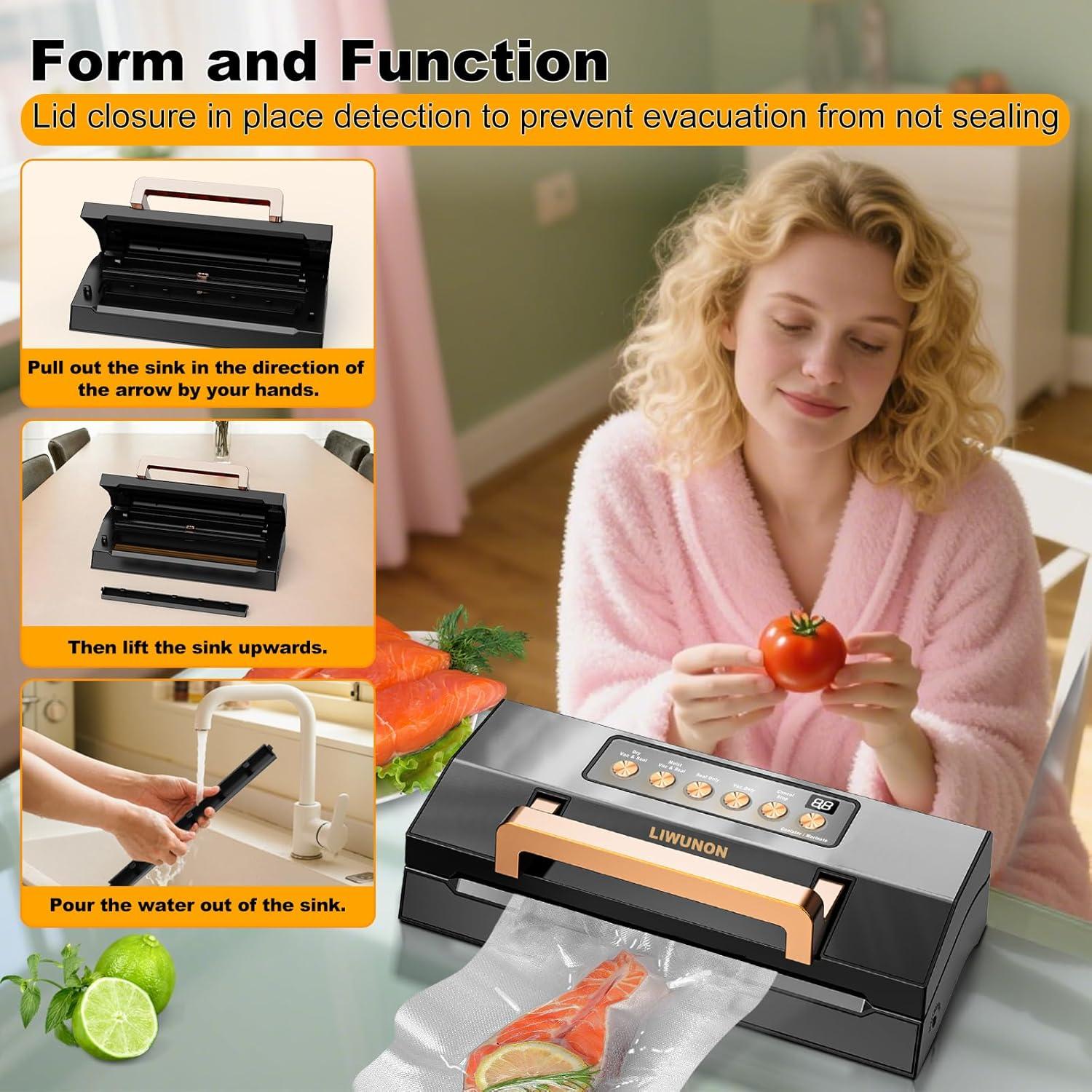 Máquina de Sellado al Vacío LIWUNON VS8002 Automática 2.36kg