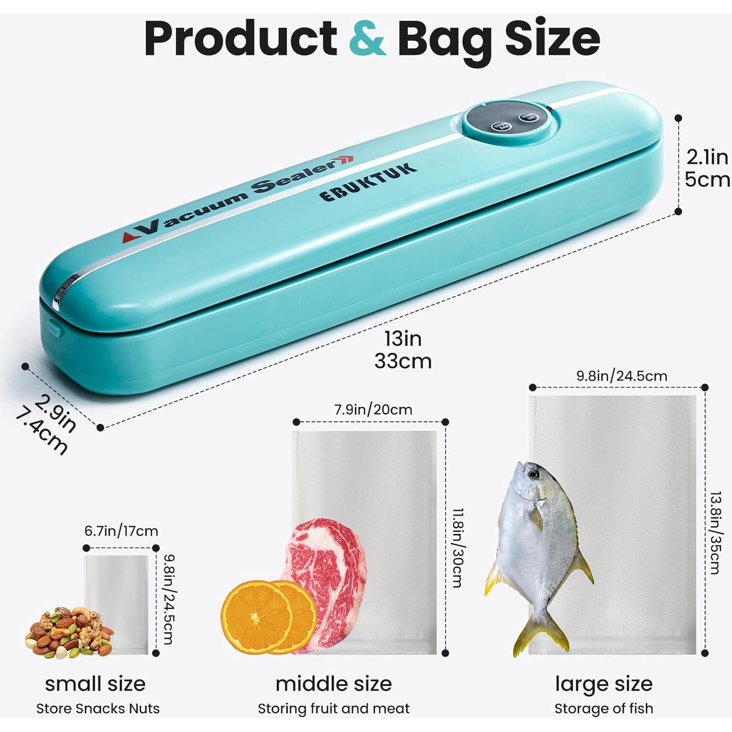 Máquina Selladora al Vacío EBUKTUK Verde Automática 90W