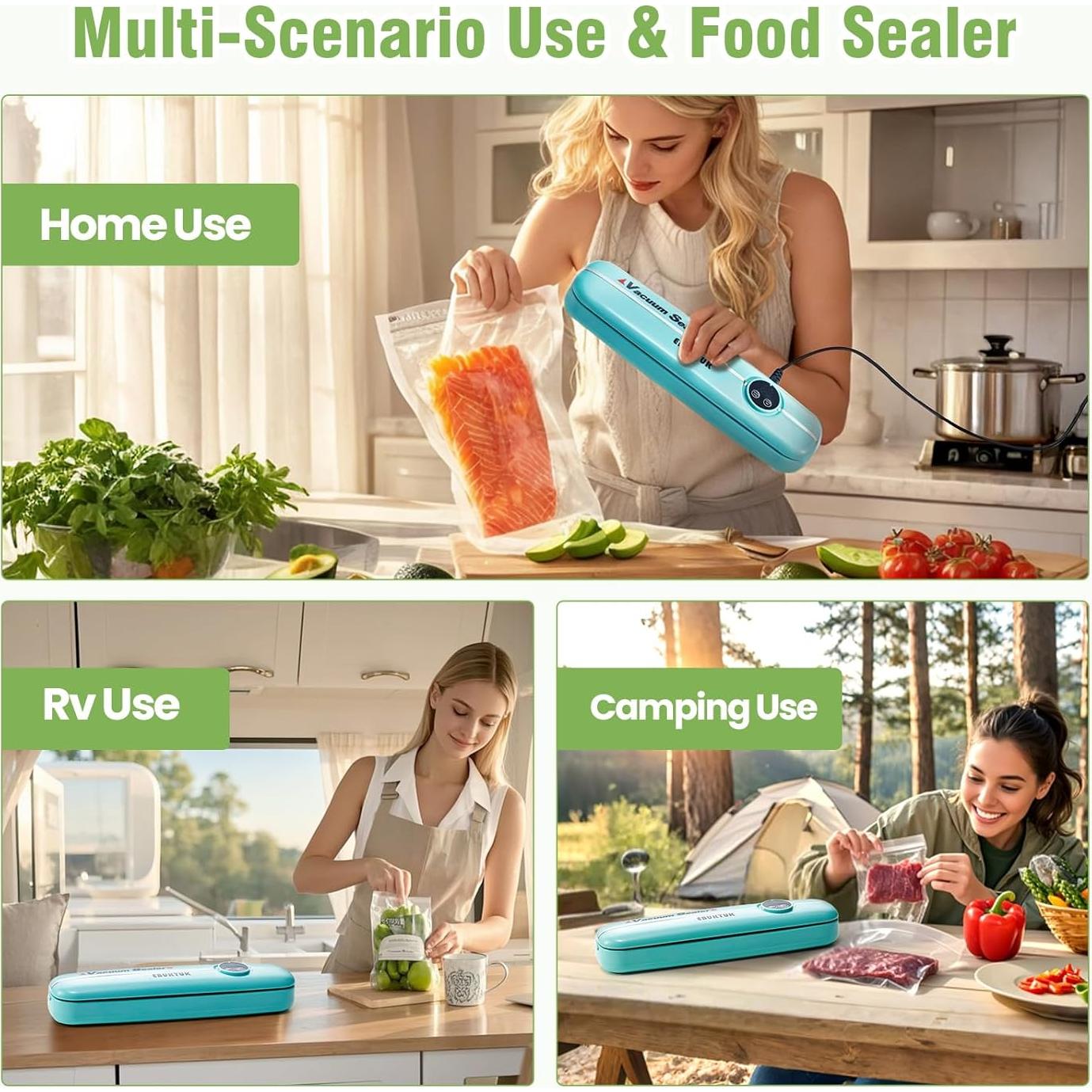 Máquina Selladora al Vacío EBUKTUK Verde Automática 90W