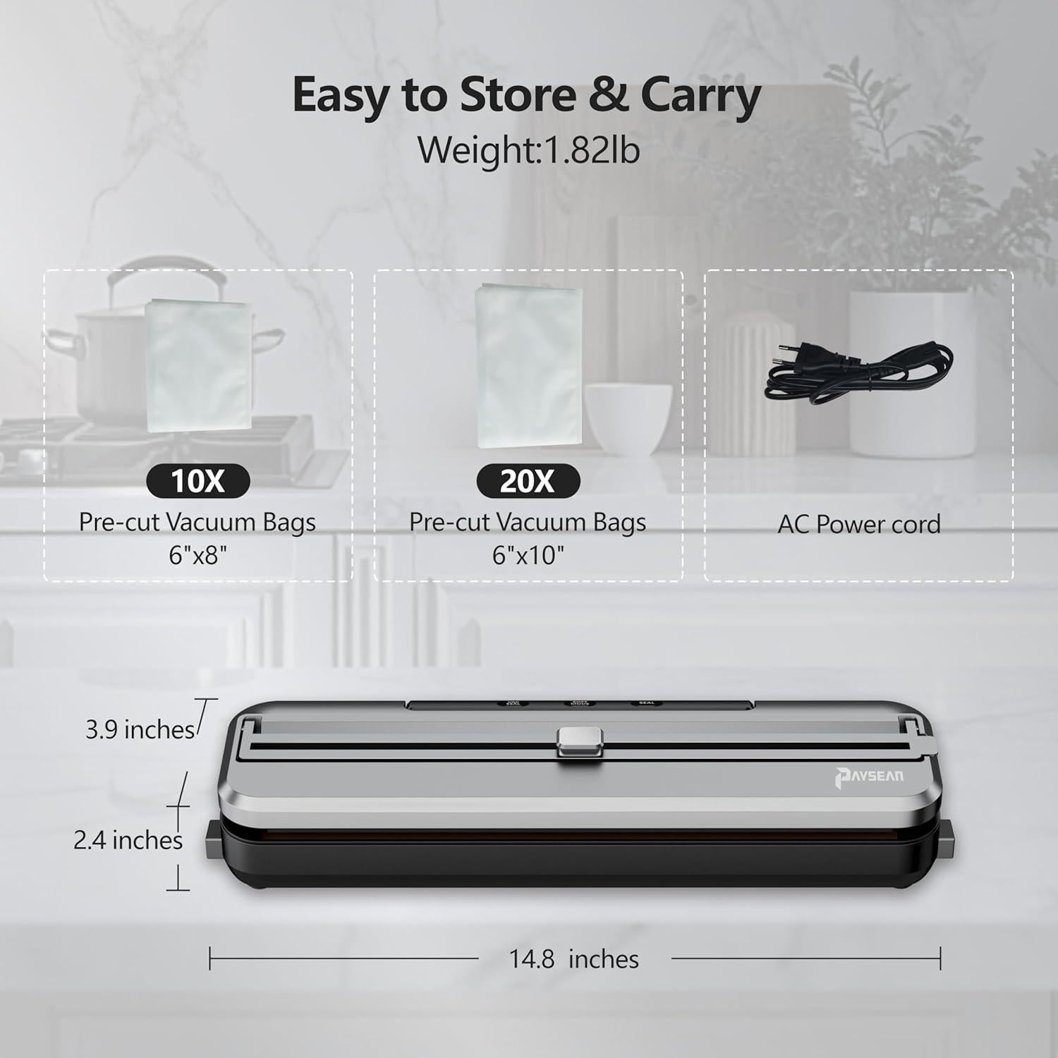 Máquina de Sellado al Vacío Paysean V77 4-en-1 con Cortador