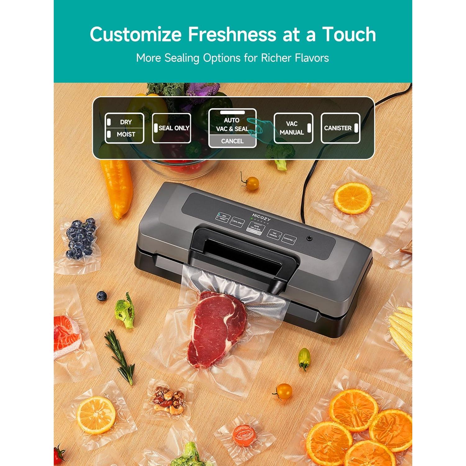 Sellador al Vacío HiCOZY H700 Automático con 10 Bolsas y Cortador