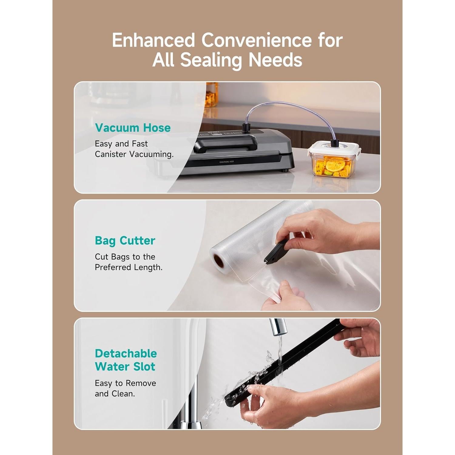 Sellador al Vacío HiCOZY H700 Automático con 10 Bolsas y Cortador