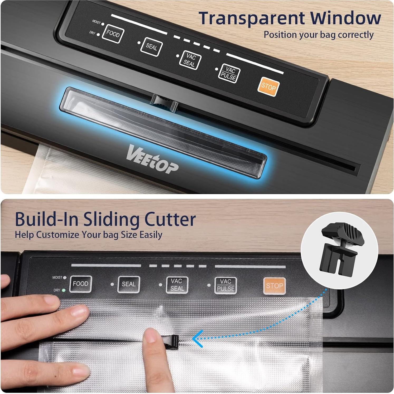 Sellador al vacío Veetop automático 80kPa con 1 rollo y 10 bolsas