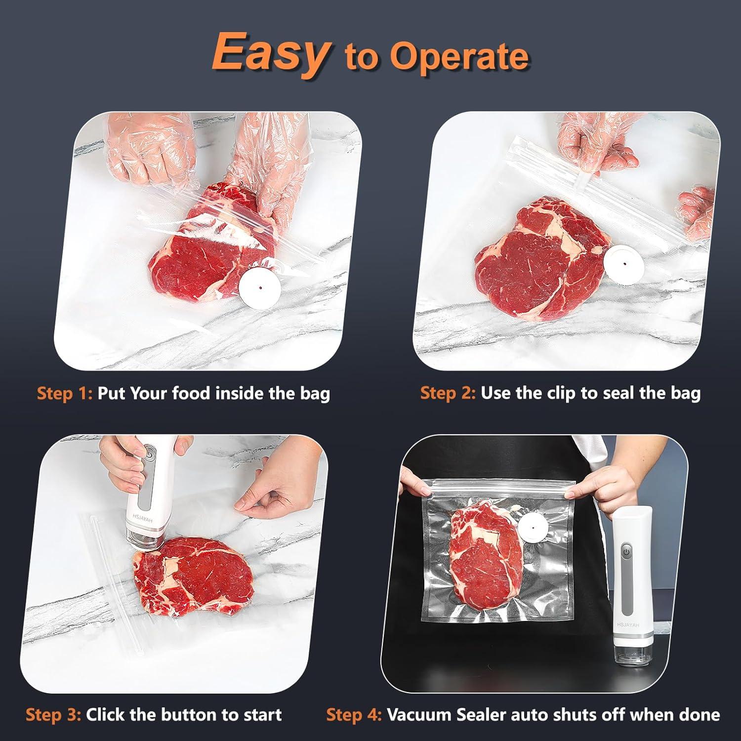 Sellador de Vacío Manual HSJAYAH - Compacto y Portátil 5 Segundos
