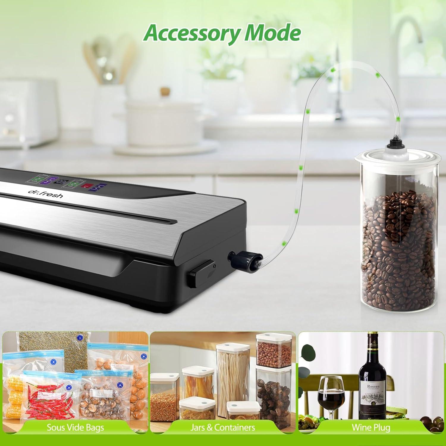 Sellador al vacío DR.Fresh VS8005 10 en 1 con cuchilla y 10 bolsas