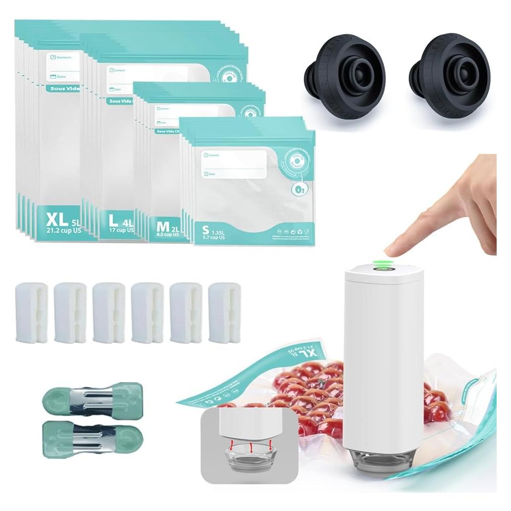 Sellador al Vacío Eléctrico CABIBOX con 20 Bolsas Reutilizables