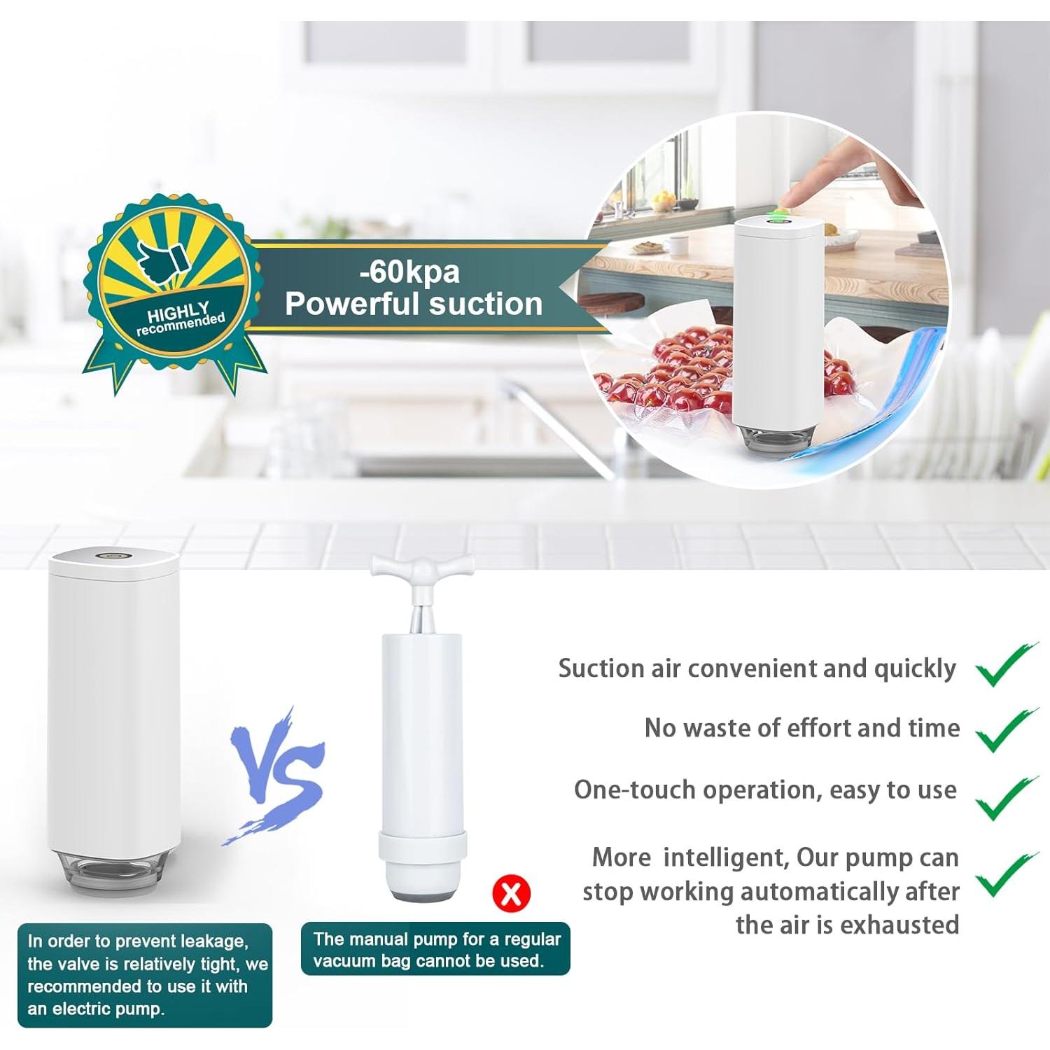 Sellador al Vacío Eléctrico CABIBOX con 20 Bolsas Reutilizables