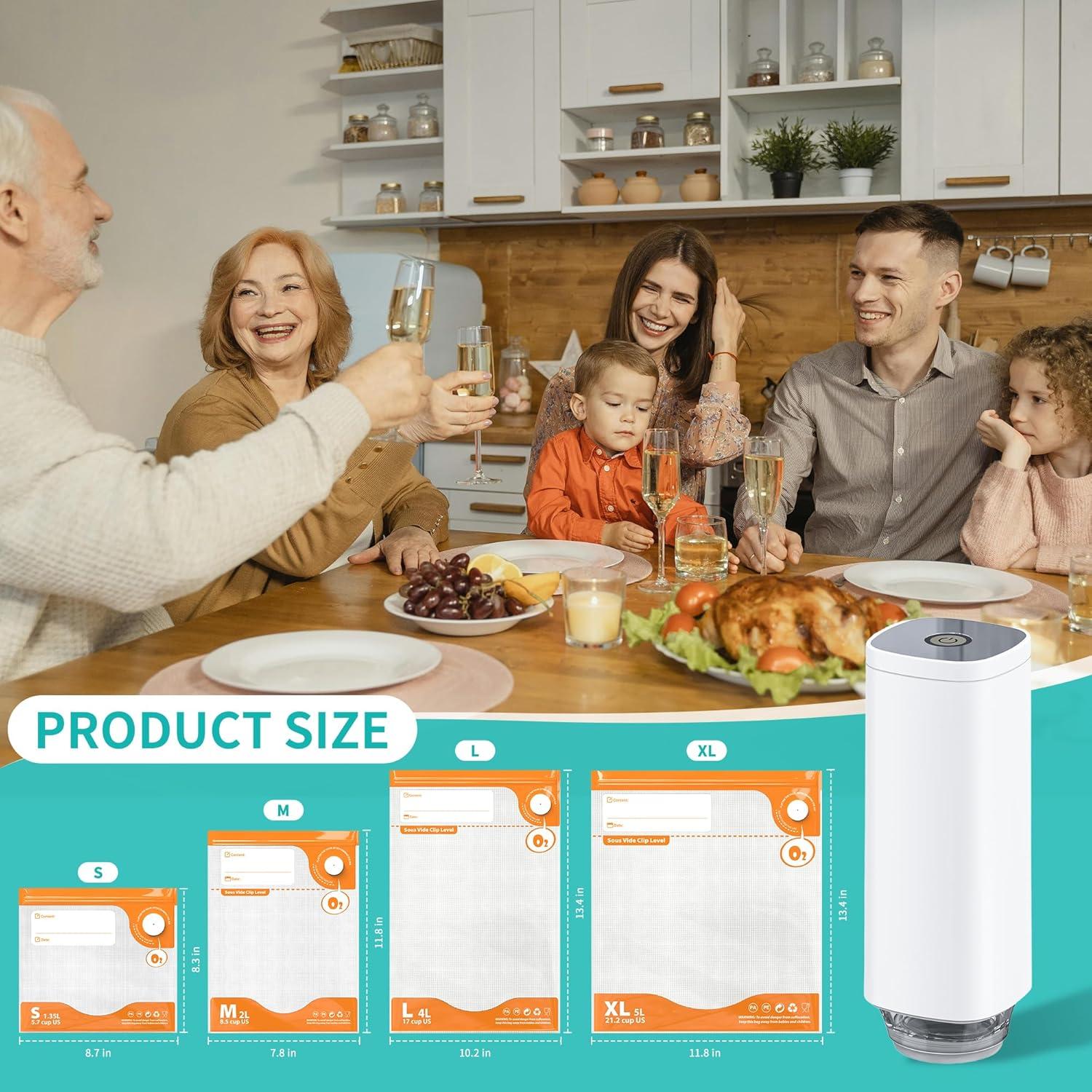 Kit de Sellador al Vacío 27pcs con Bomba Eléctrica y Bolsas