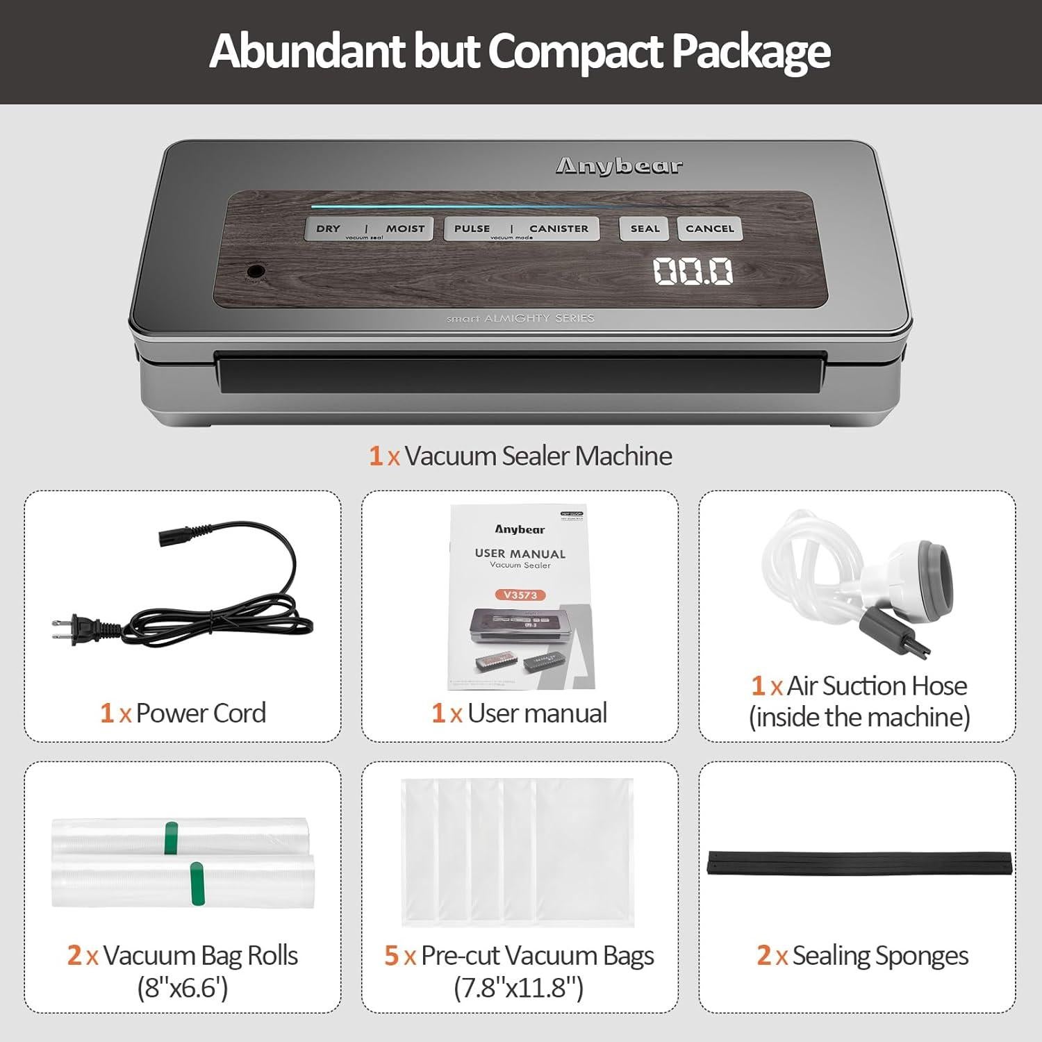 Máquina Selladora al Vacío Anybear 120W 90kPa con Cortador