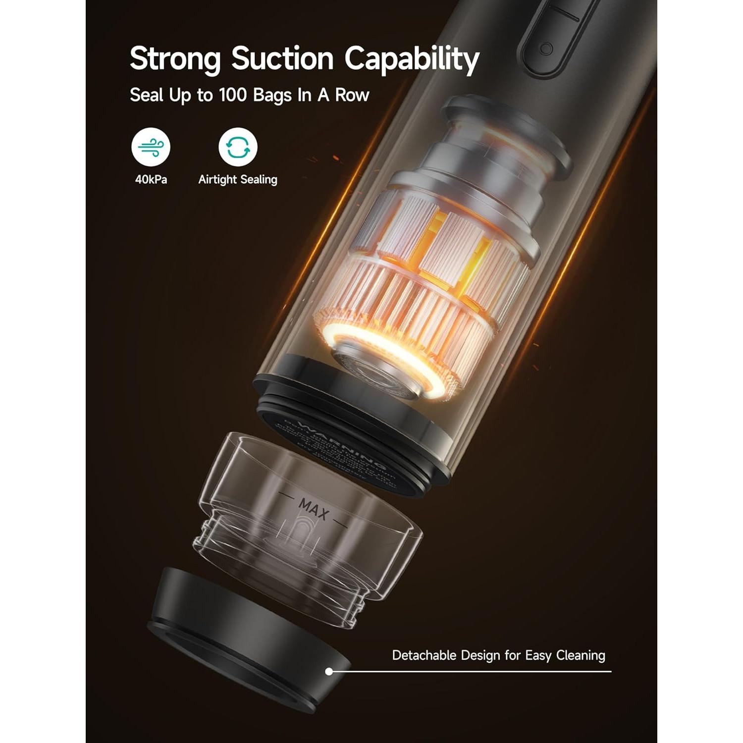 HiCOZY Sellador de Vacío Compacto para Alimentos Gris