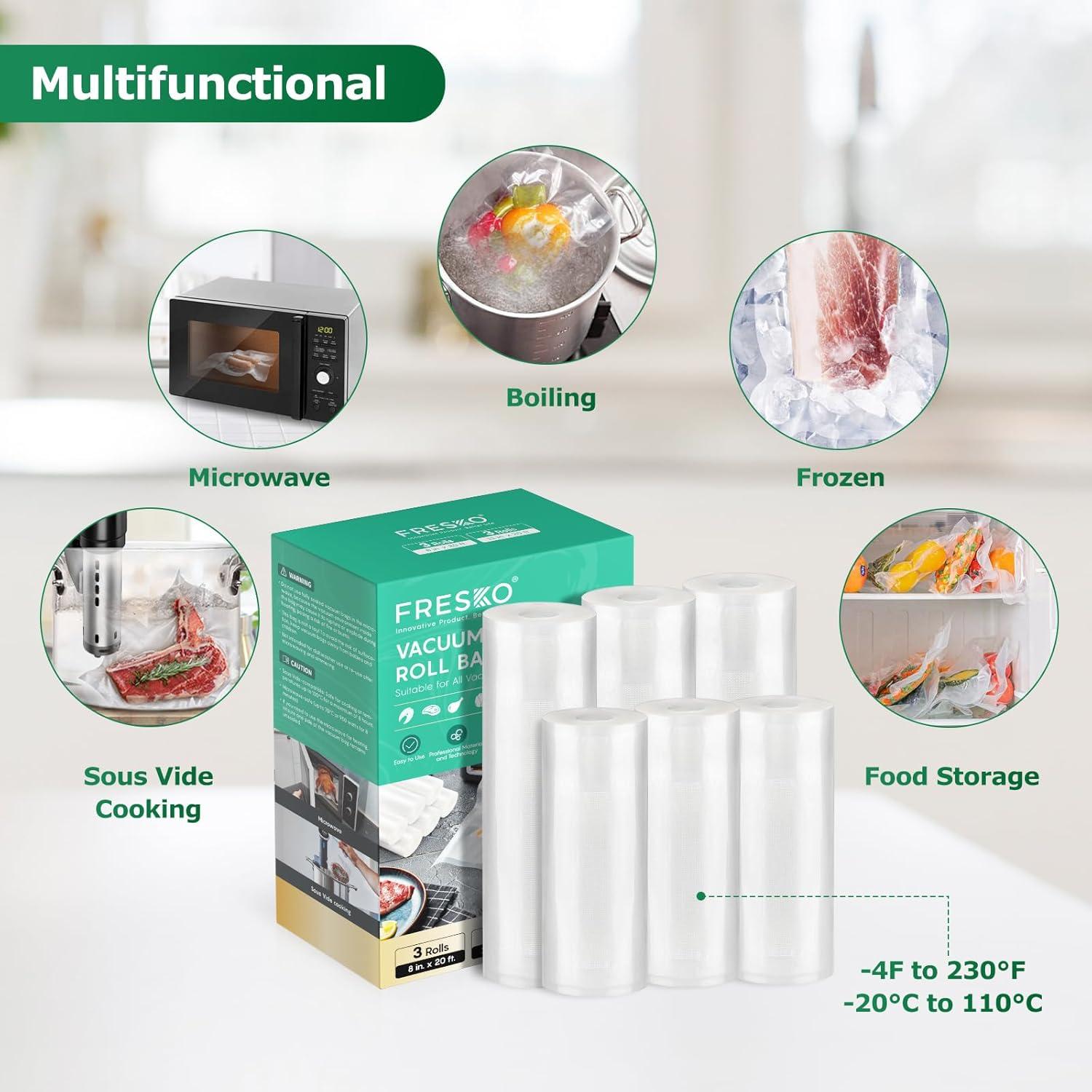 Bolsas de Sellado al Vacío FRESKO 6 Paquetes 20.32cm y 27.94cm