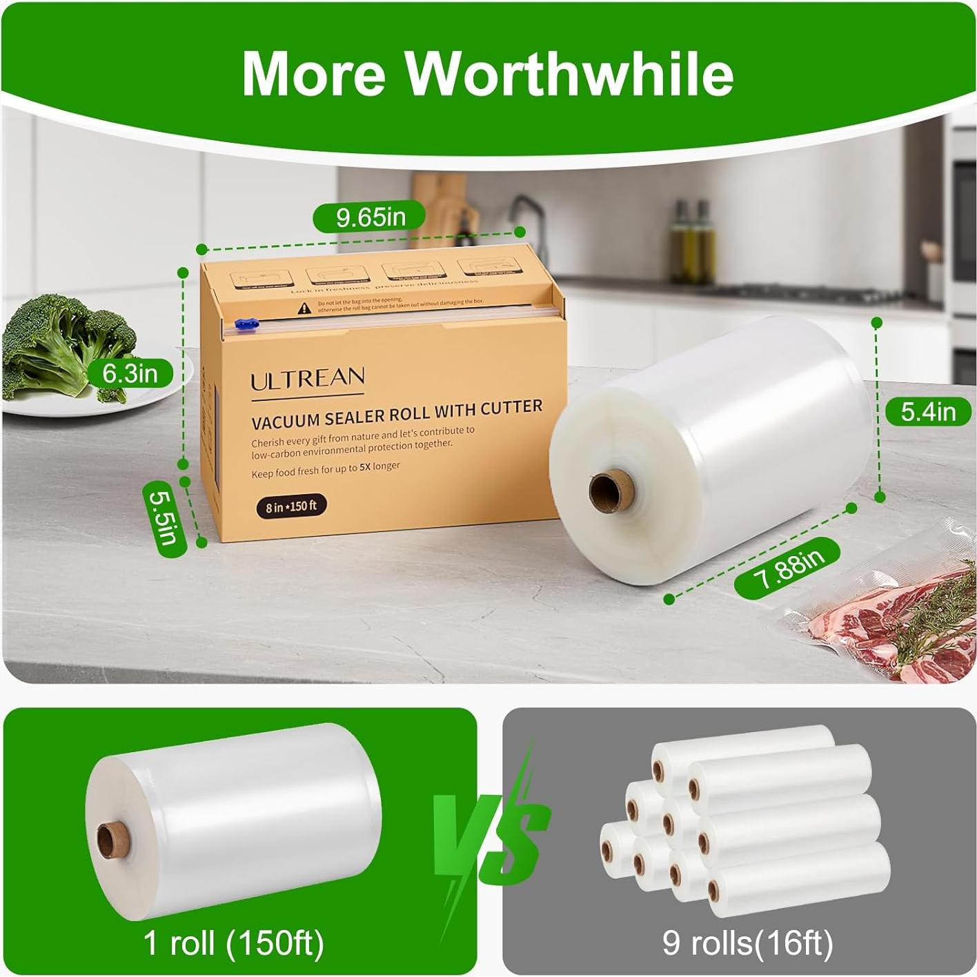 Rollos de Sellado al Vacío Ultrean 20 cm x 45.7 m con Cortador