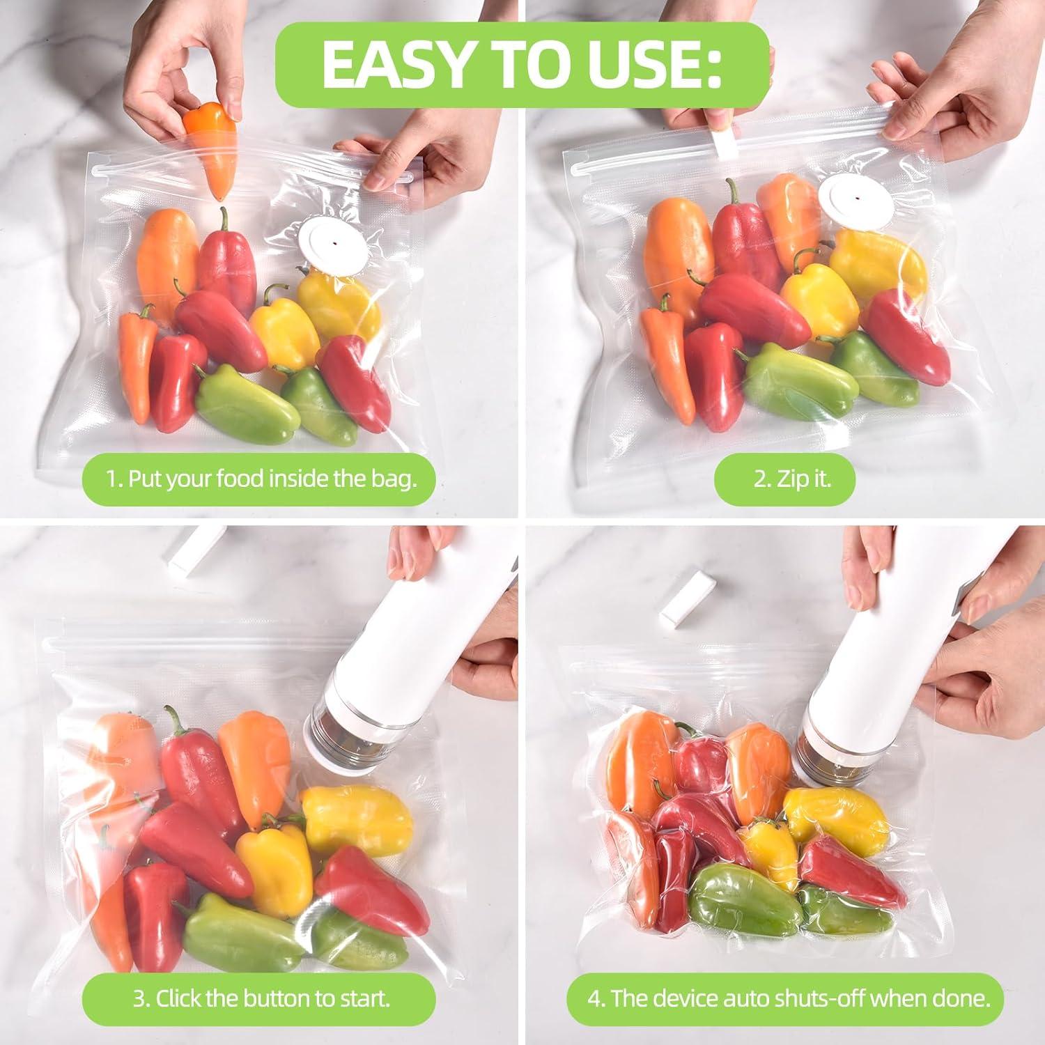 Sellador al vacío Burfocus ZKJ-White con 30 bolsas reutilizables