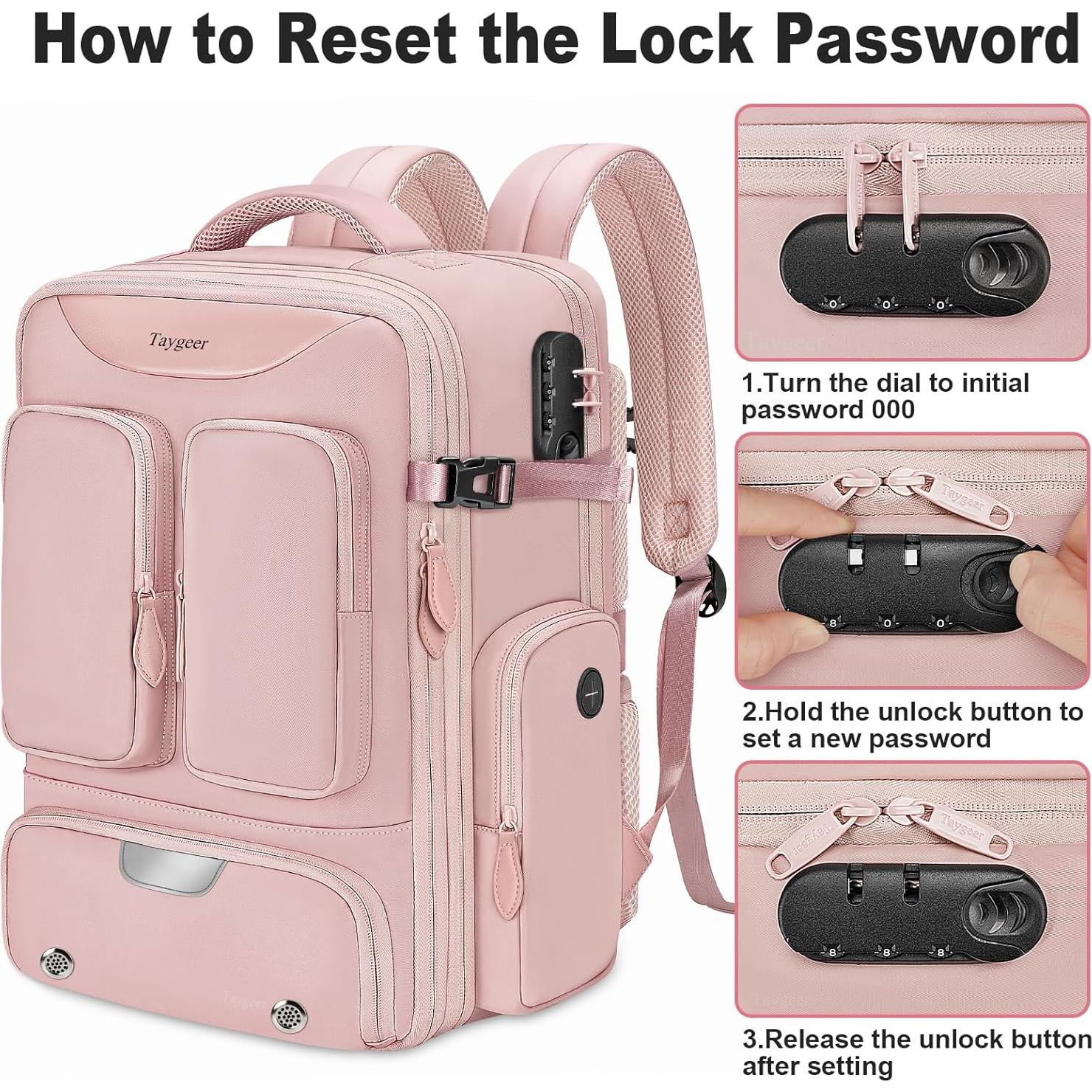 Mochila de Vacío Taygeer Rosa 35L con Compartimento para Zapatos