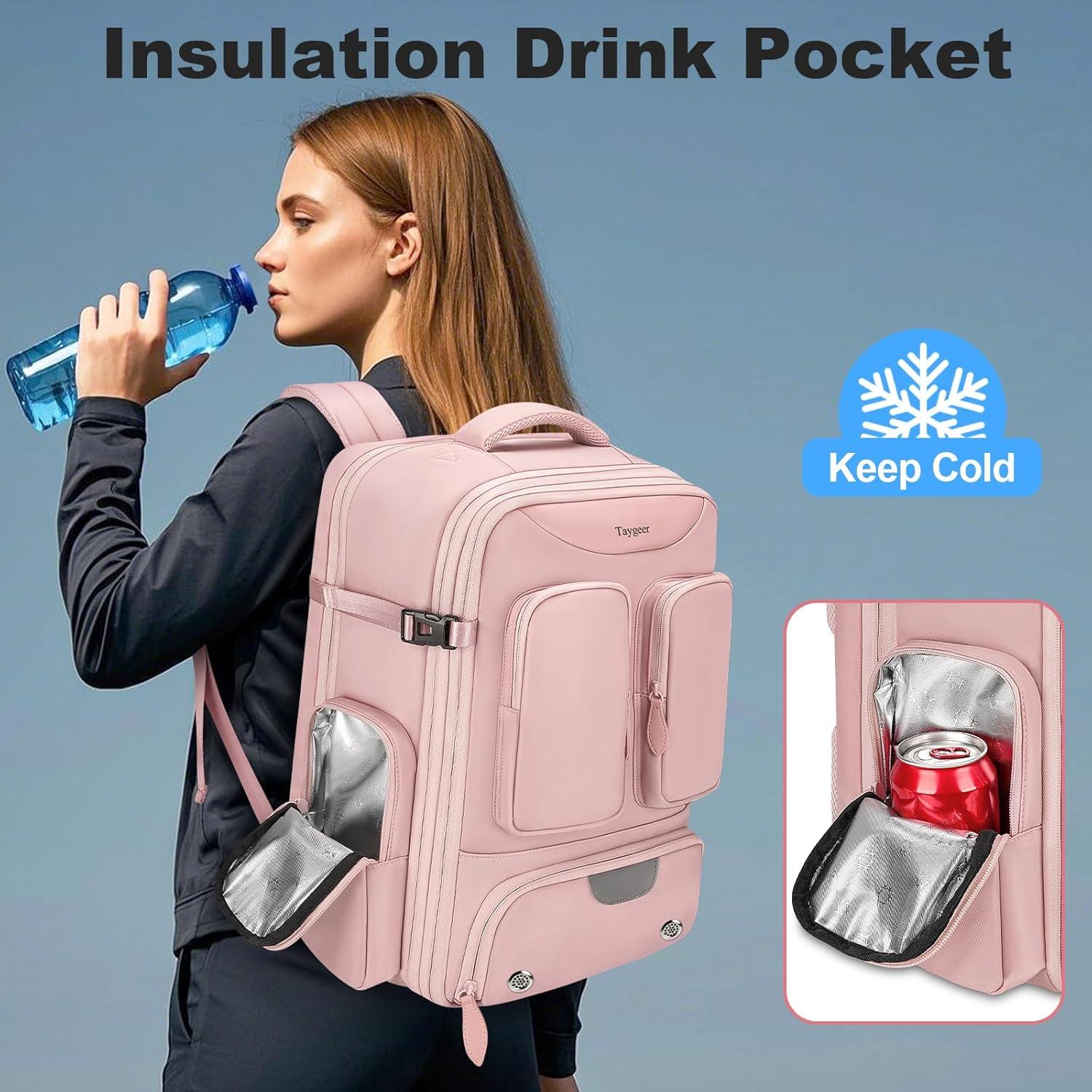 Mochila de Vacío Taygeer Rosa 35L con Compartimento para Zapatos