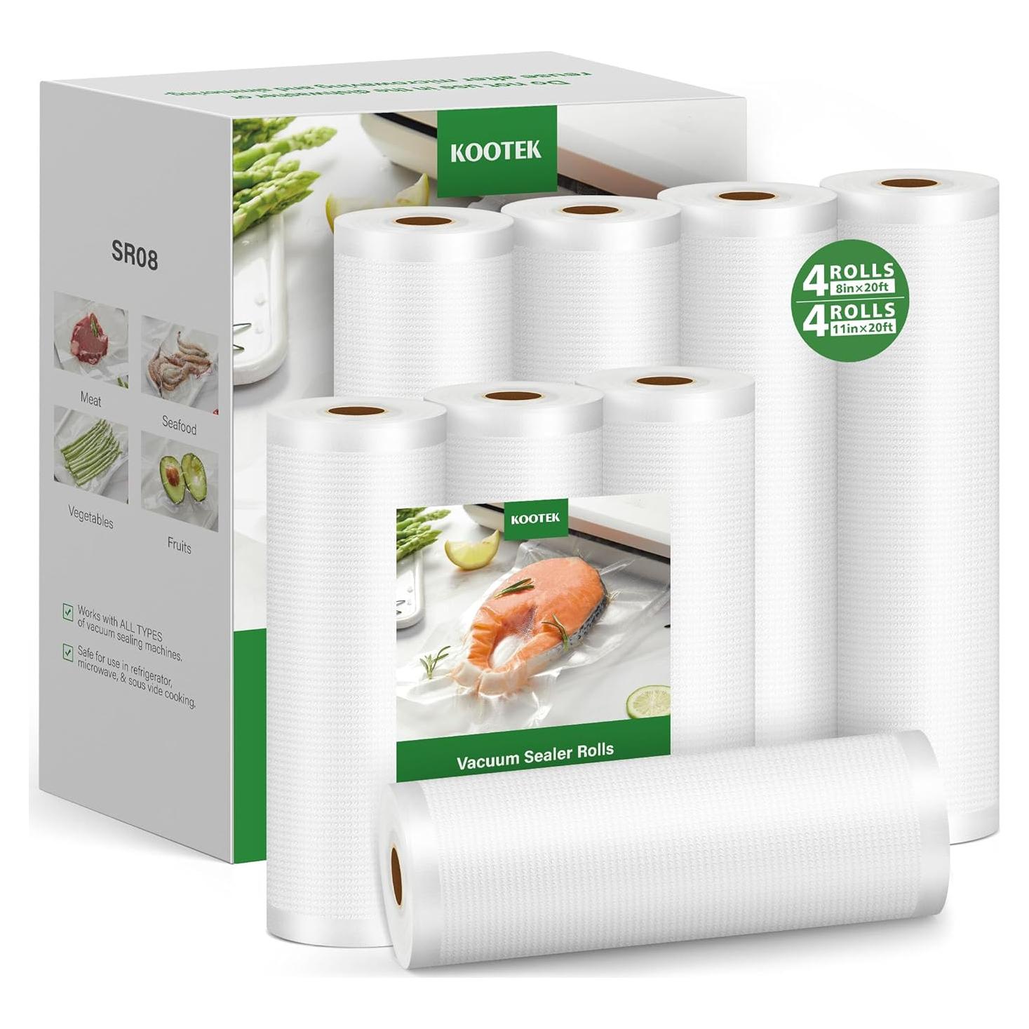 Bolsas de Sellado al Vacío Kootek 8" y 11" - 8 Rollos