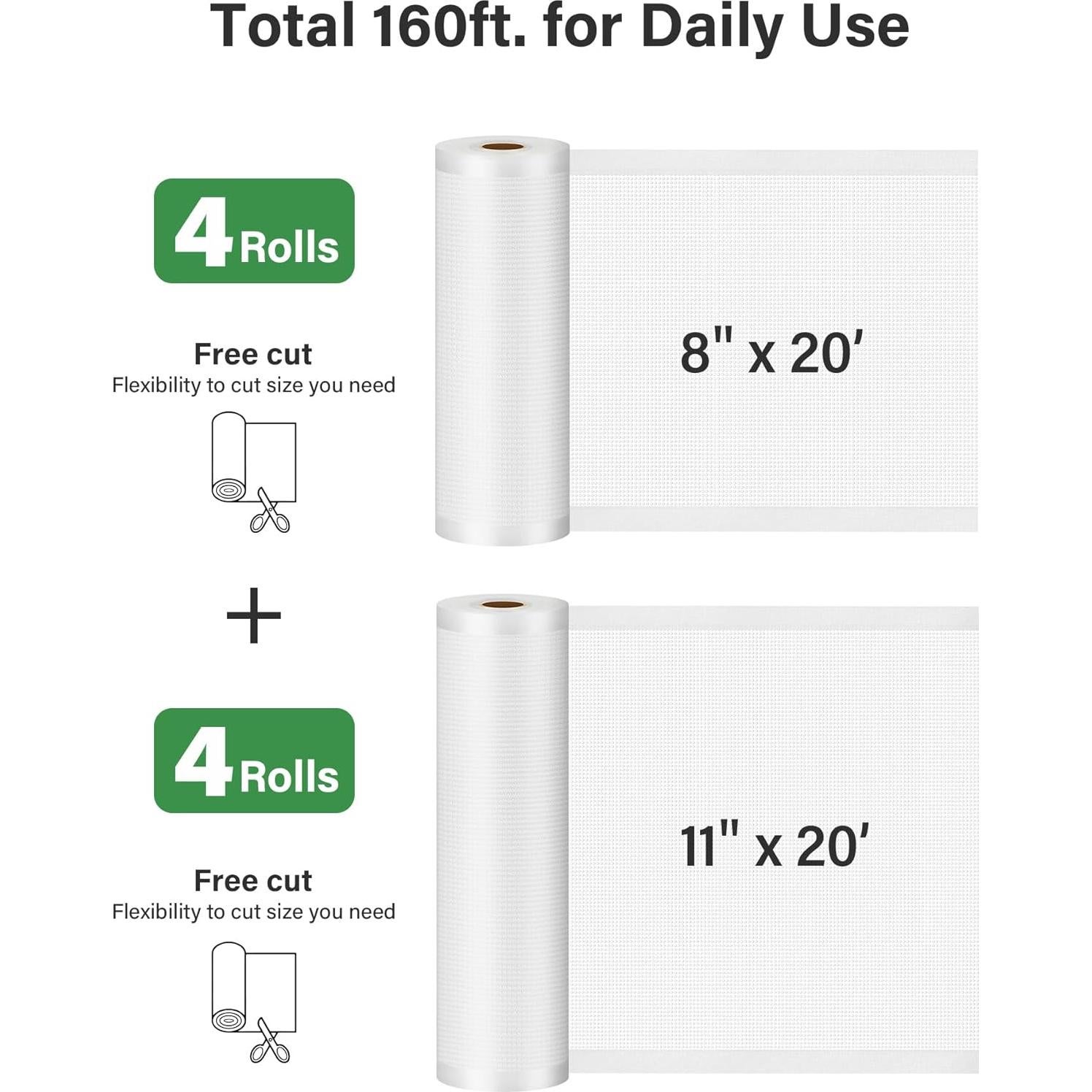 Bolsas de Sellado al Vacío Kootek 8" y 11" - 8 Rollos