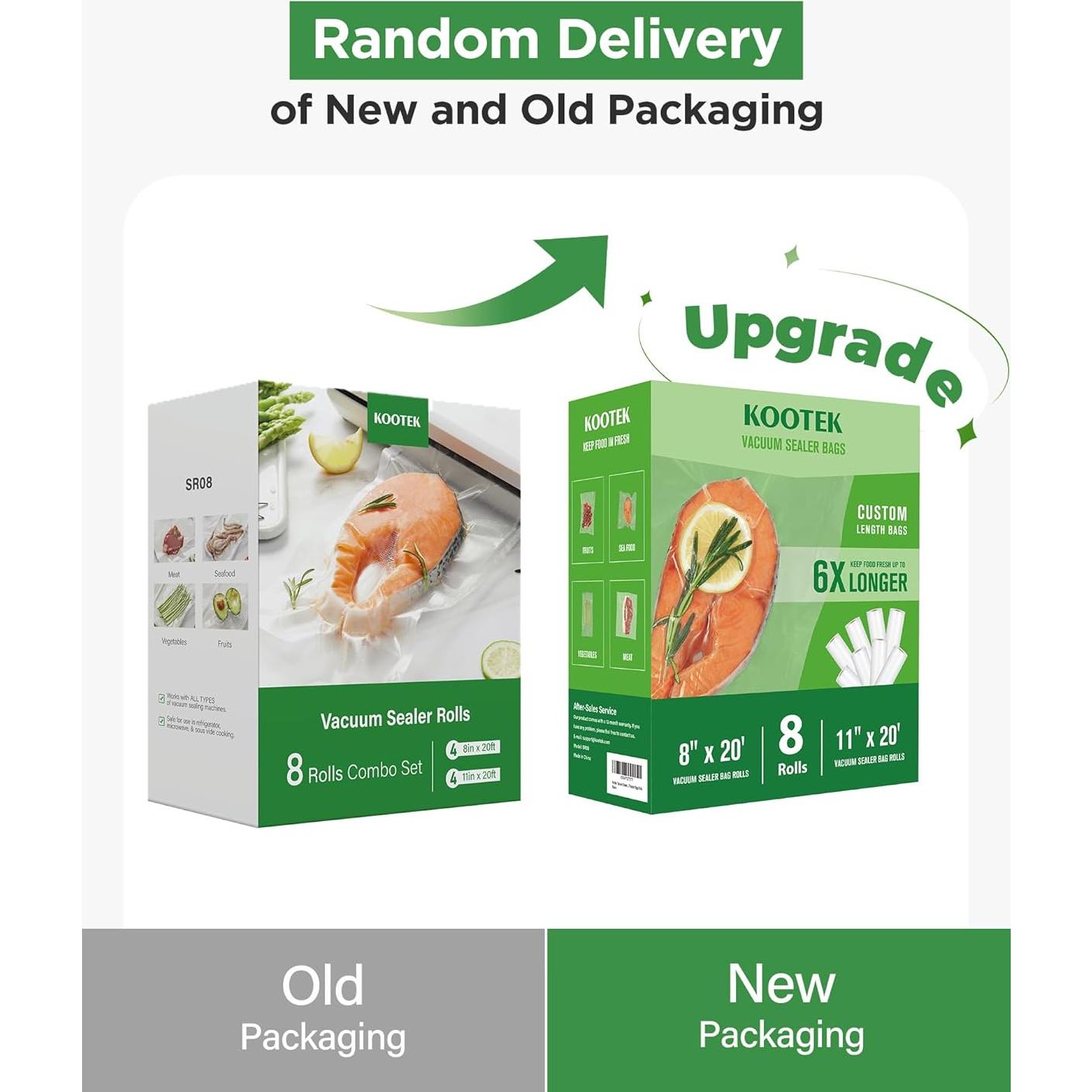 Bolsas de Sellado al Vacío Kootek 8" y 11" - 8 Rollos