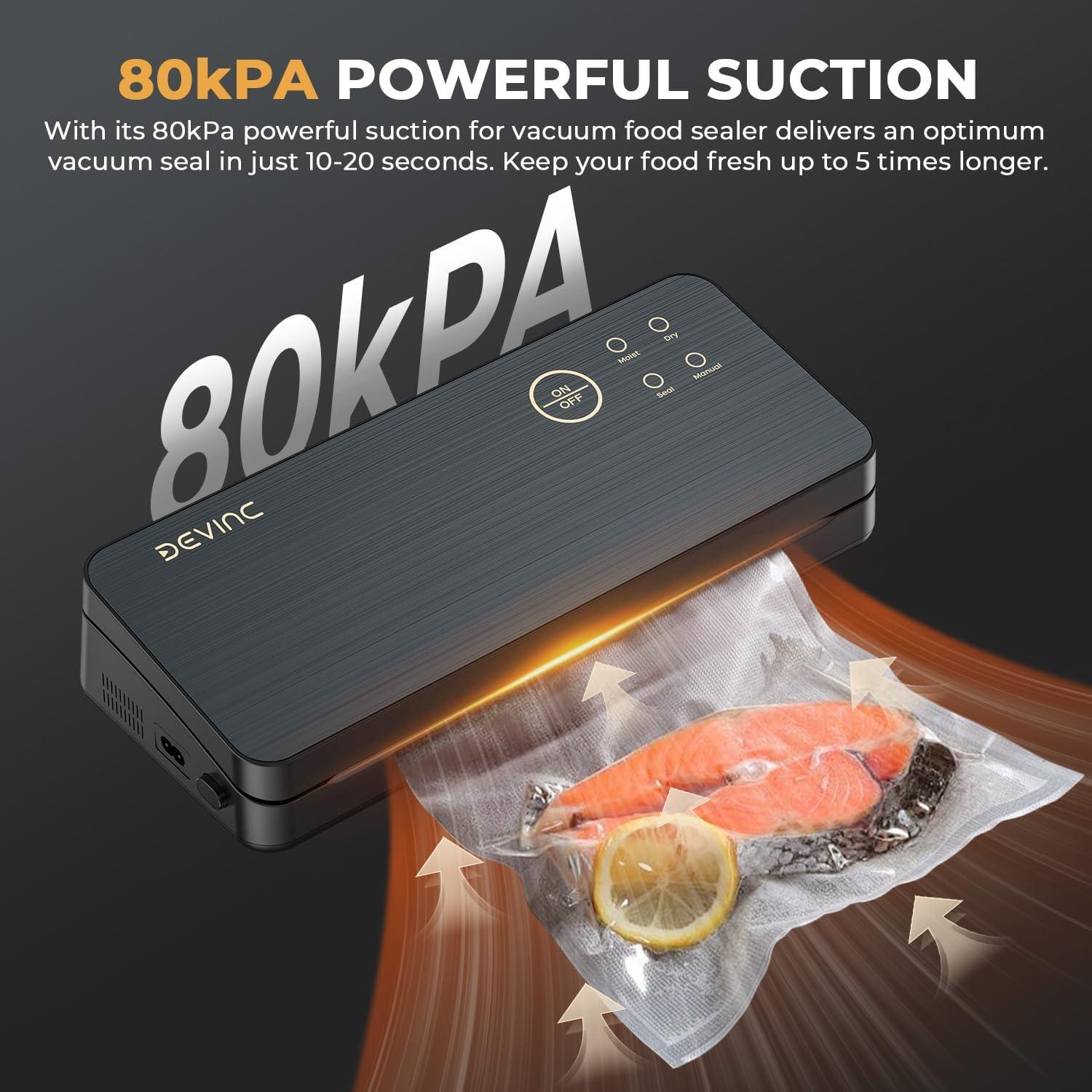 Selladora al Vacío DEVINC HK026 Compacta con 10 Bolsas y Rollo