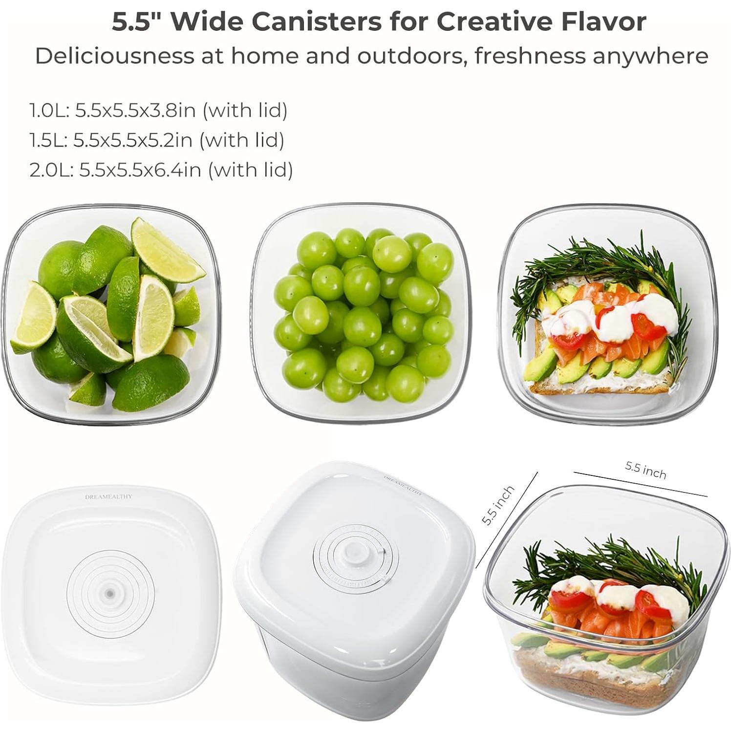 Set de Contenedores al Vacío Dreamealthy 1L y 1.5L con Sellador