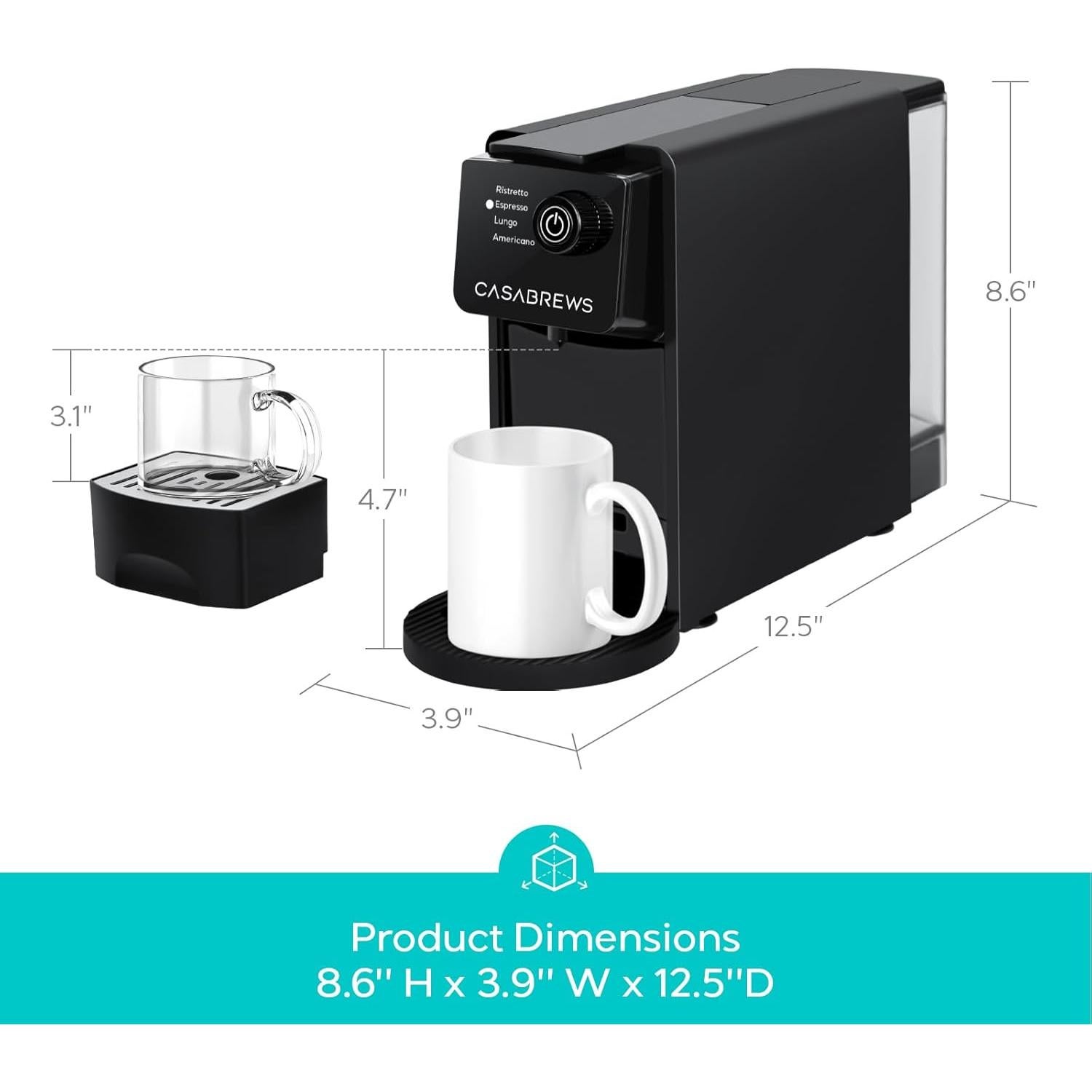 Máquina de Espresso CASABREWS CM7036E 20 Bar Compacta 0.62L