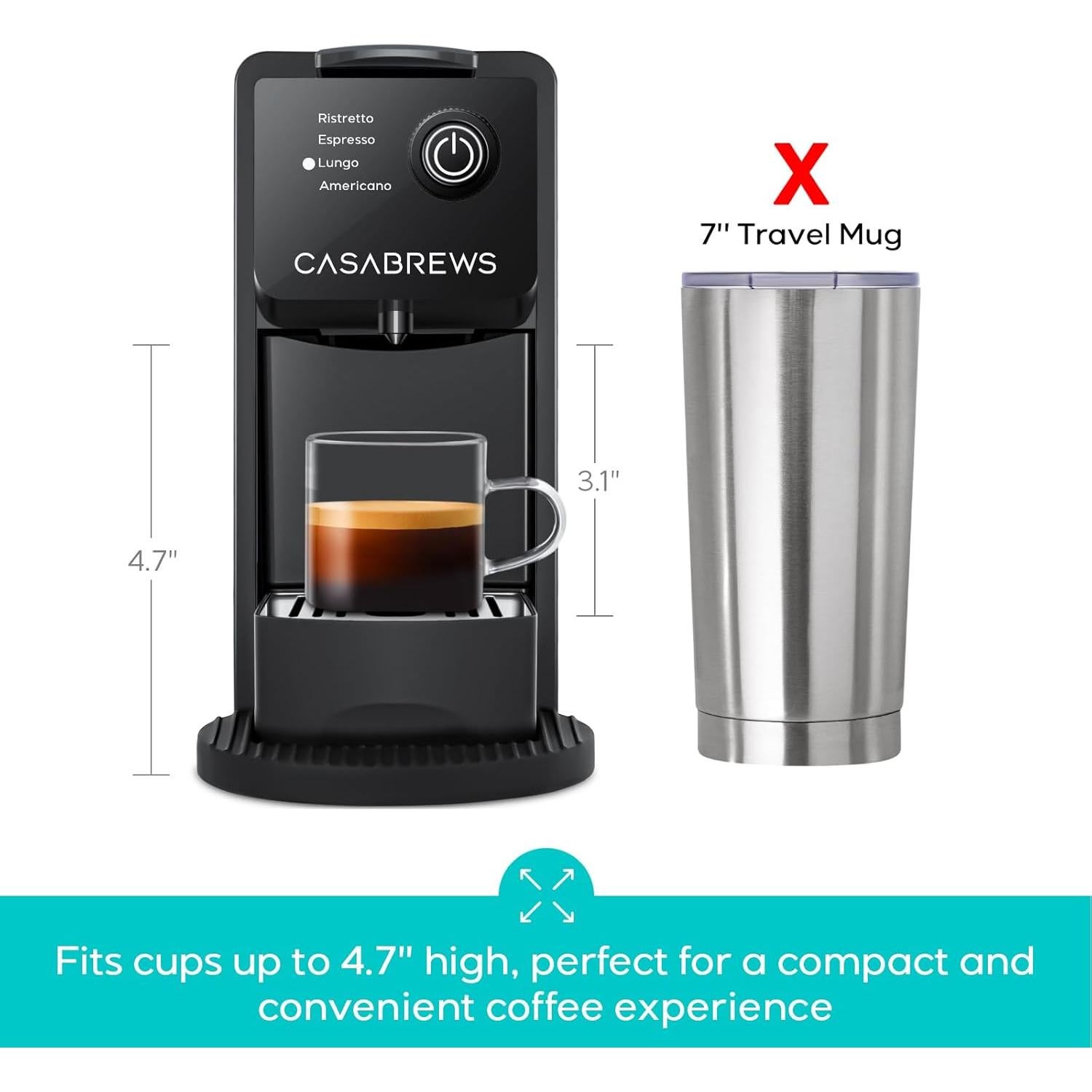 Máquina de Espresso CASABREWS CM7036E 20 Bar Compacta 0.62L