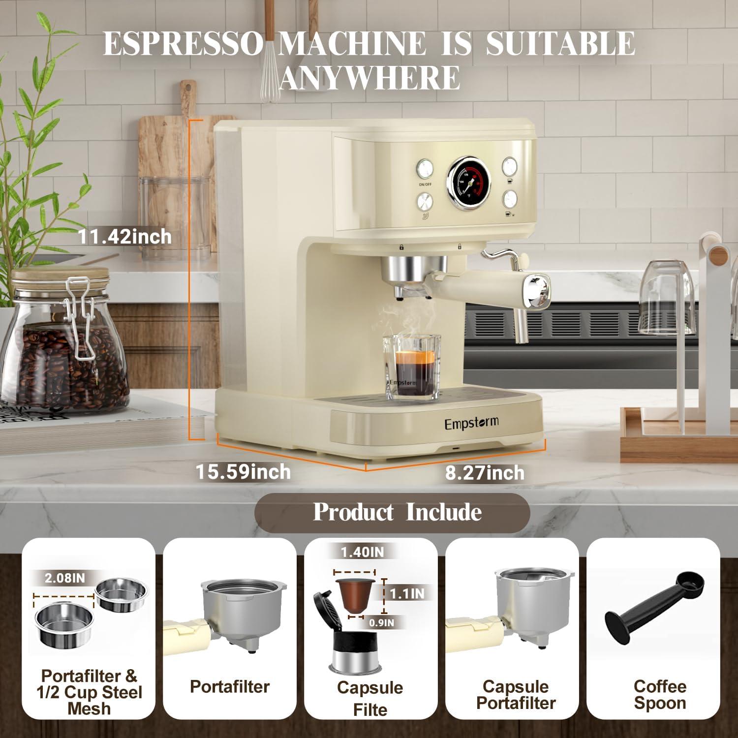 Máquina de Espresso Empstorm CM8501BF-UL 20 Bar 1.5L Blanca
