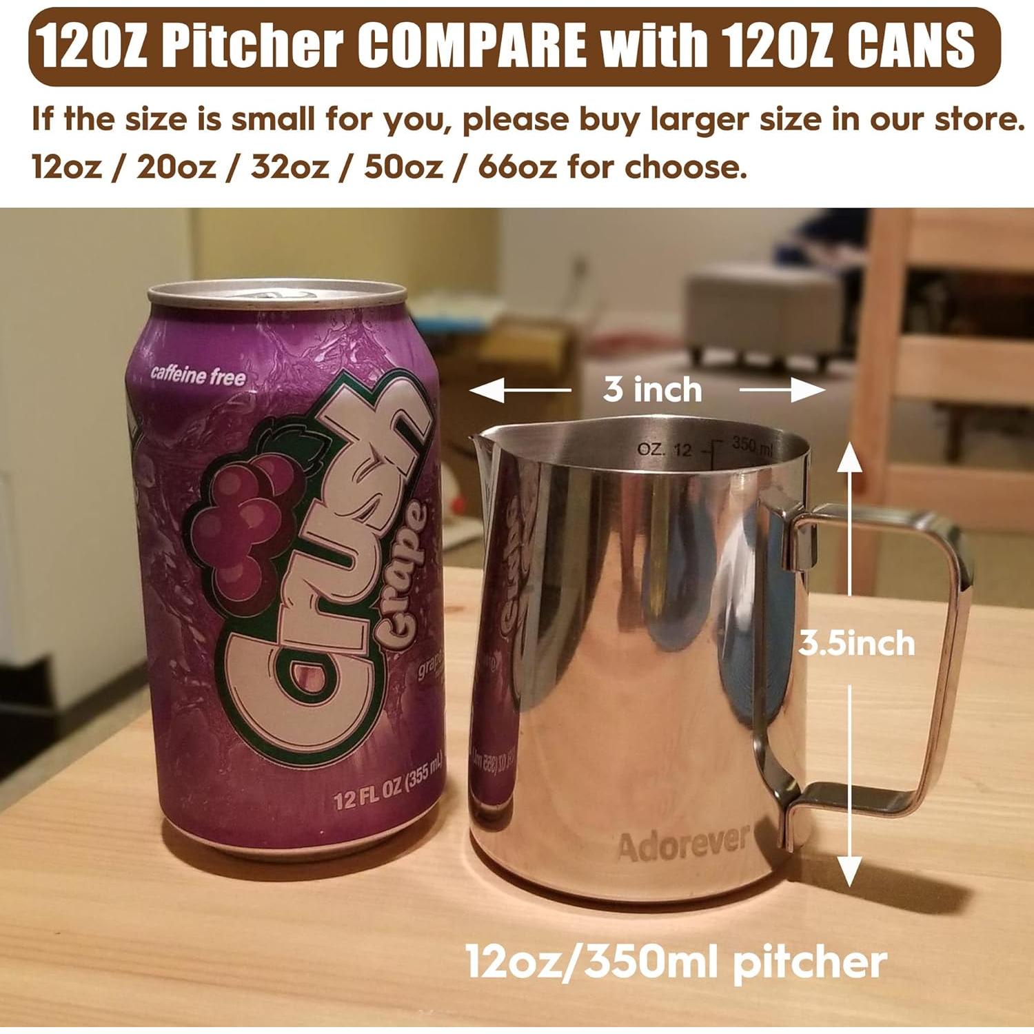 Jarra Espumadora de Leche 340ml Adorever con Pluma Latte