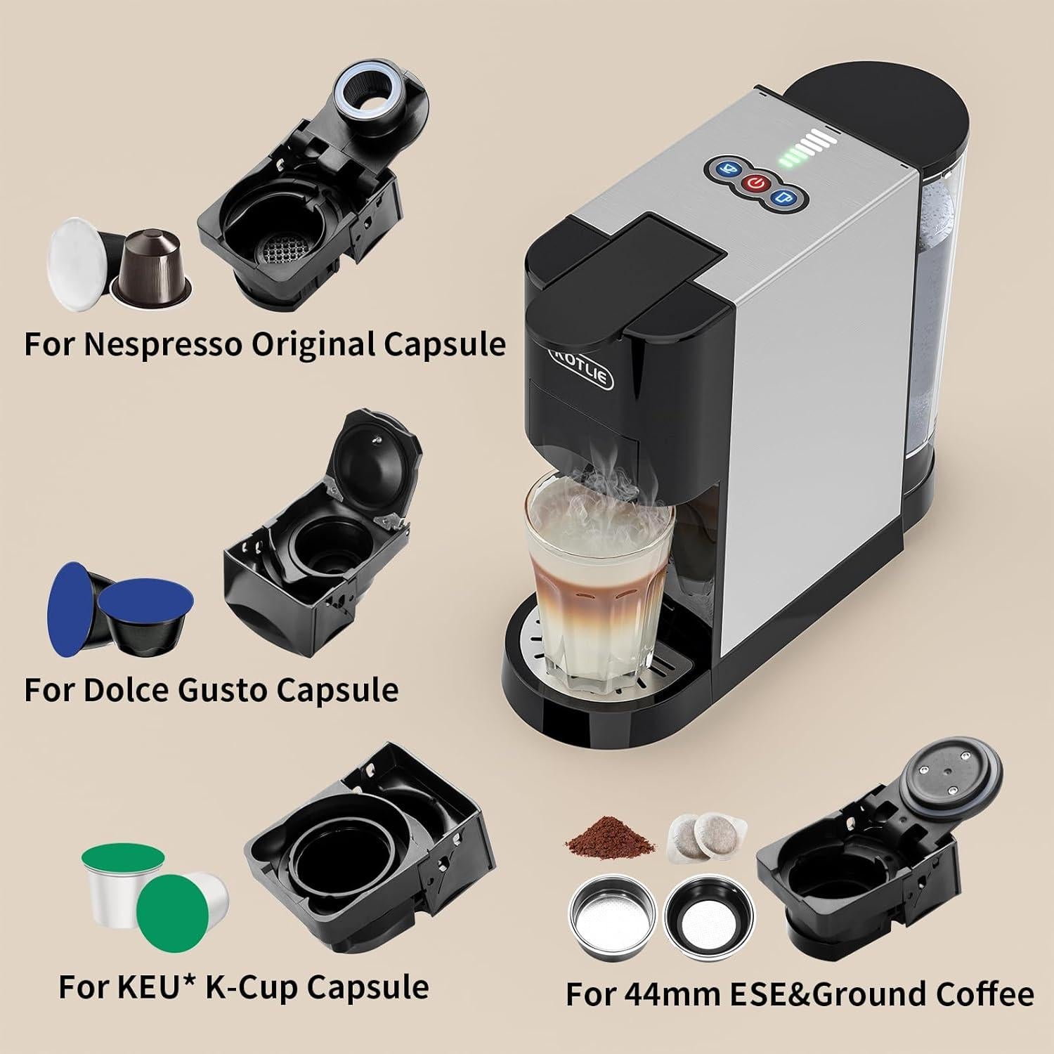 Cafetera Espresso KOTLIE AC-513HF 19Bar 5en1 Negra