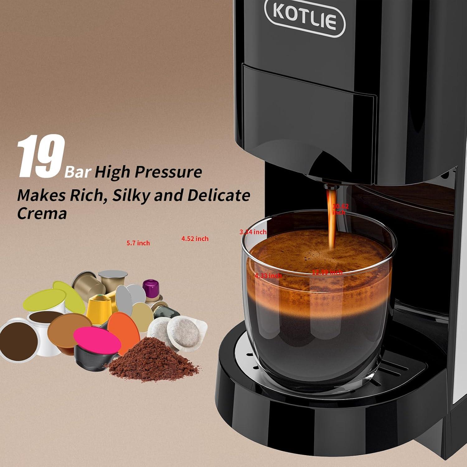Cafetera Espresso KOTLIE AC-513HF 19Bar 5en1 Negra
