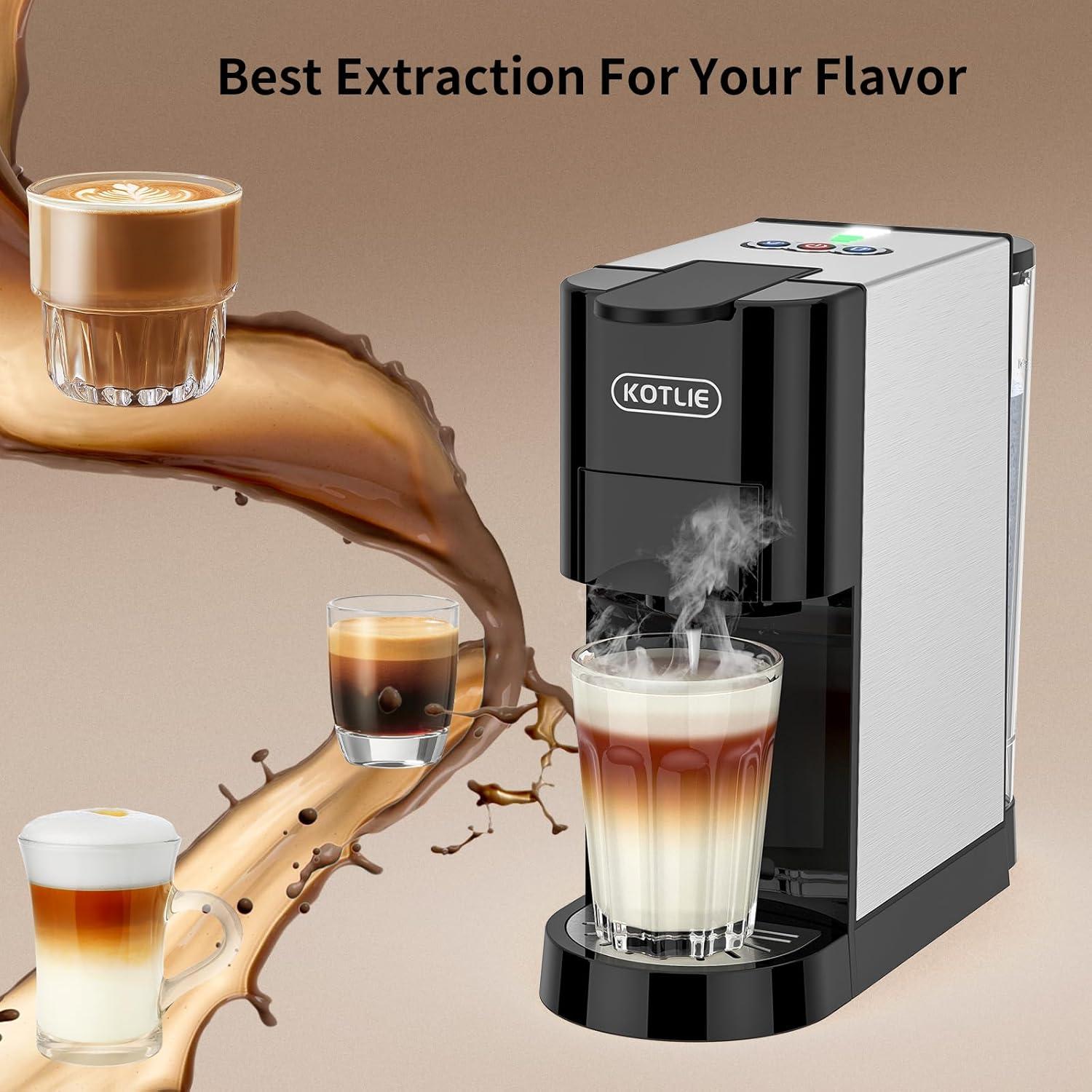 Cafetera Espresso KOTLIE AC-513HF 19Bar 5en1 Negra