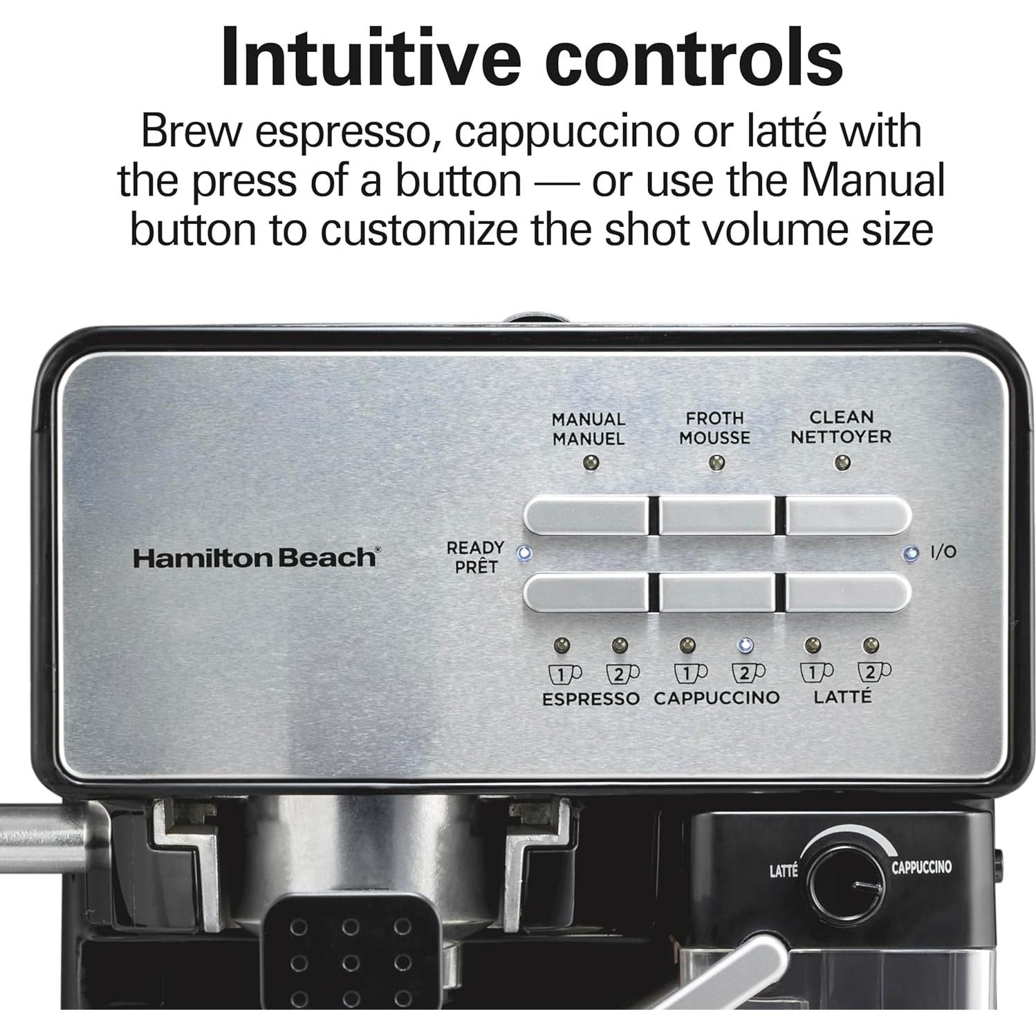 Máquina de Espresso Hamilton Beach 40750, 15 Bar, 2.07L