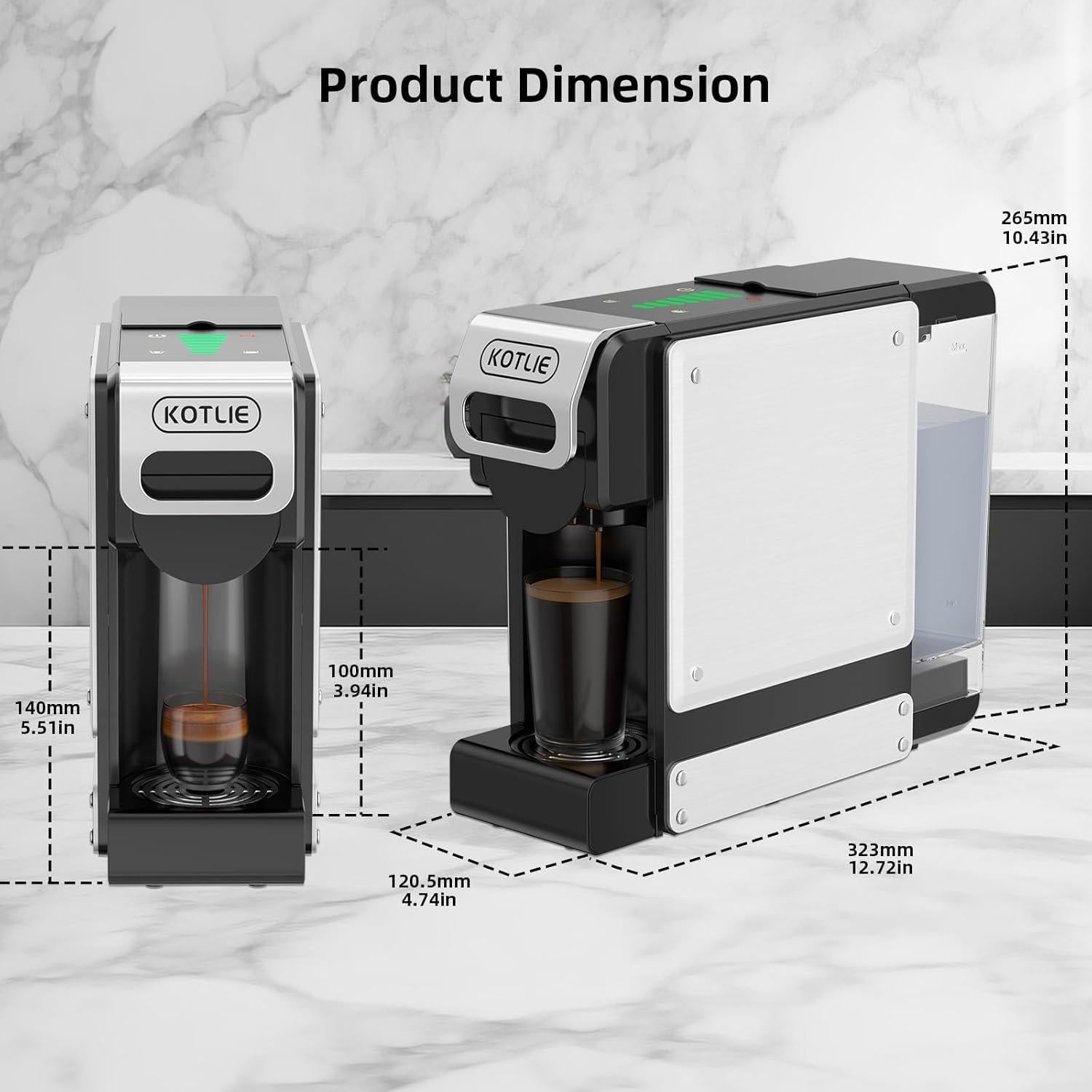 Cafetera KOTLIE ST-550 Espresso 19 Bar 1L Compacta Negra