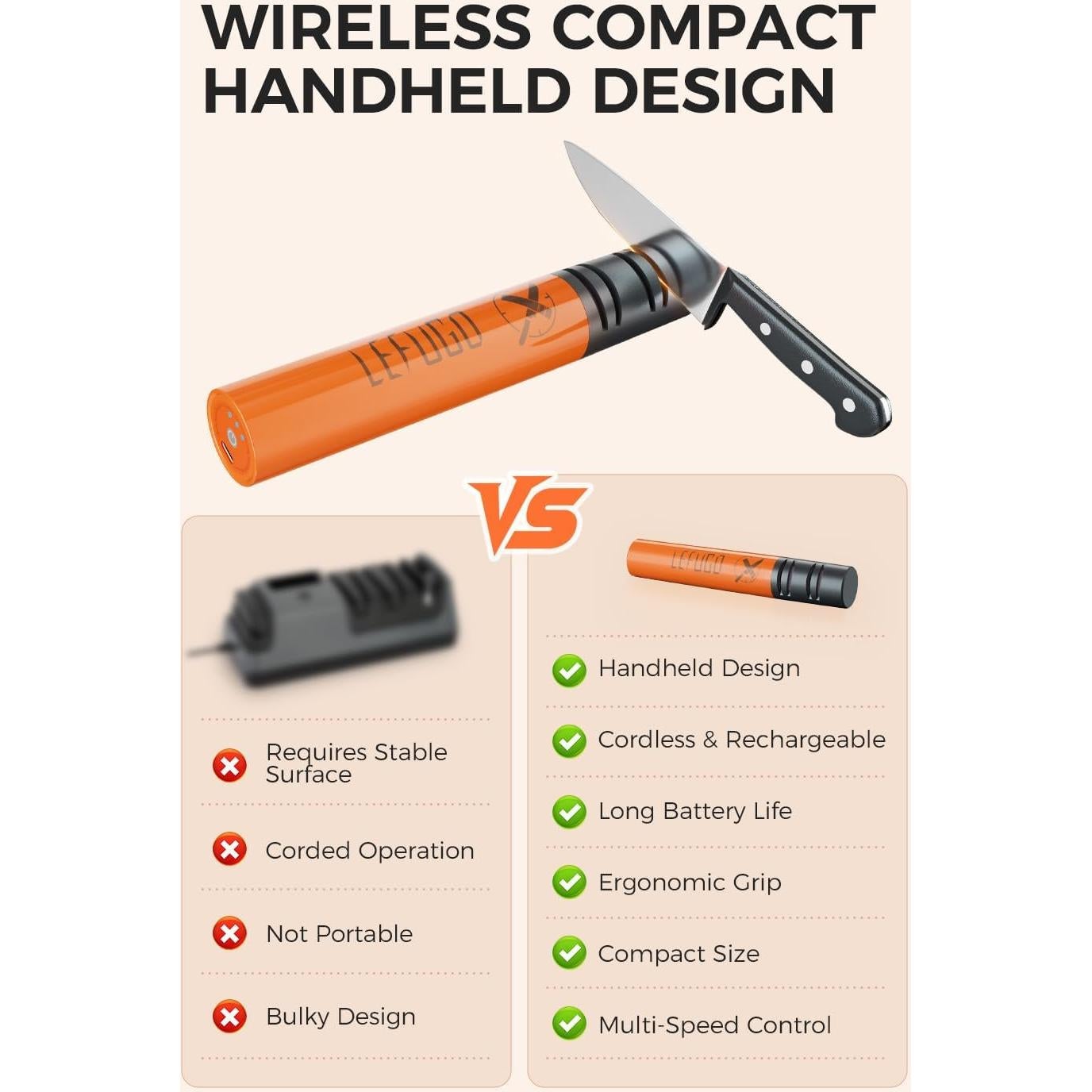 Afilador de cuchillos eléctrico LEFUGO 3 velocidades 7000RPM