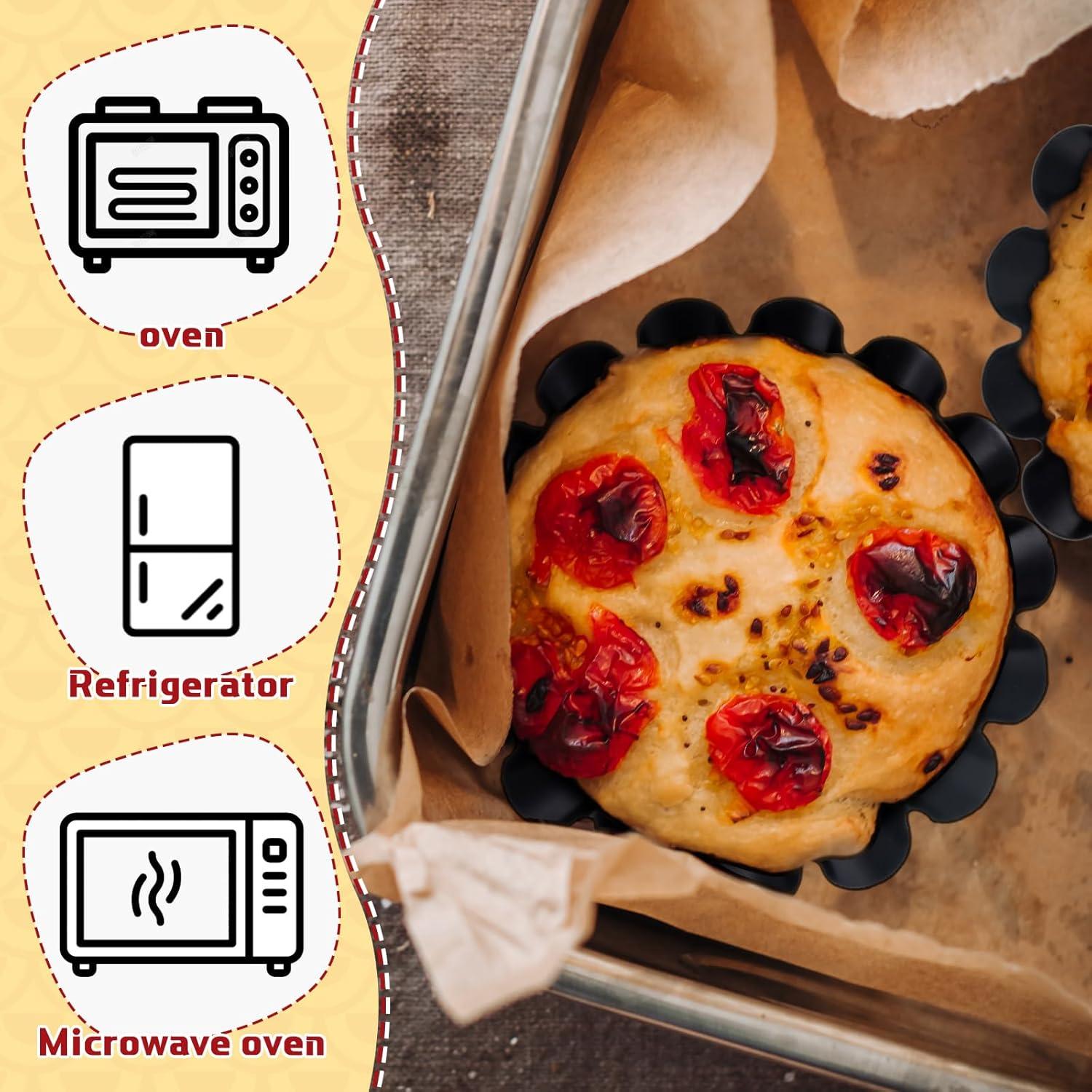 Moldes para Tartas de Huevo LemonRoad 16 Pcs Acero al Carbono 6.6 cm