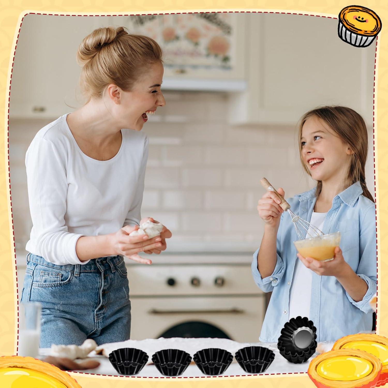 Moldes para Tartas de Huevo LemonRoad 16 Pcs Acero al Carbono 6.6 cm