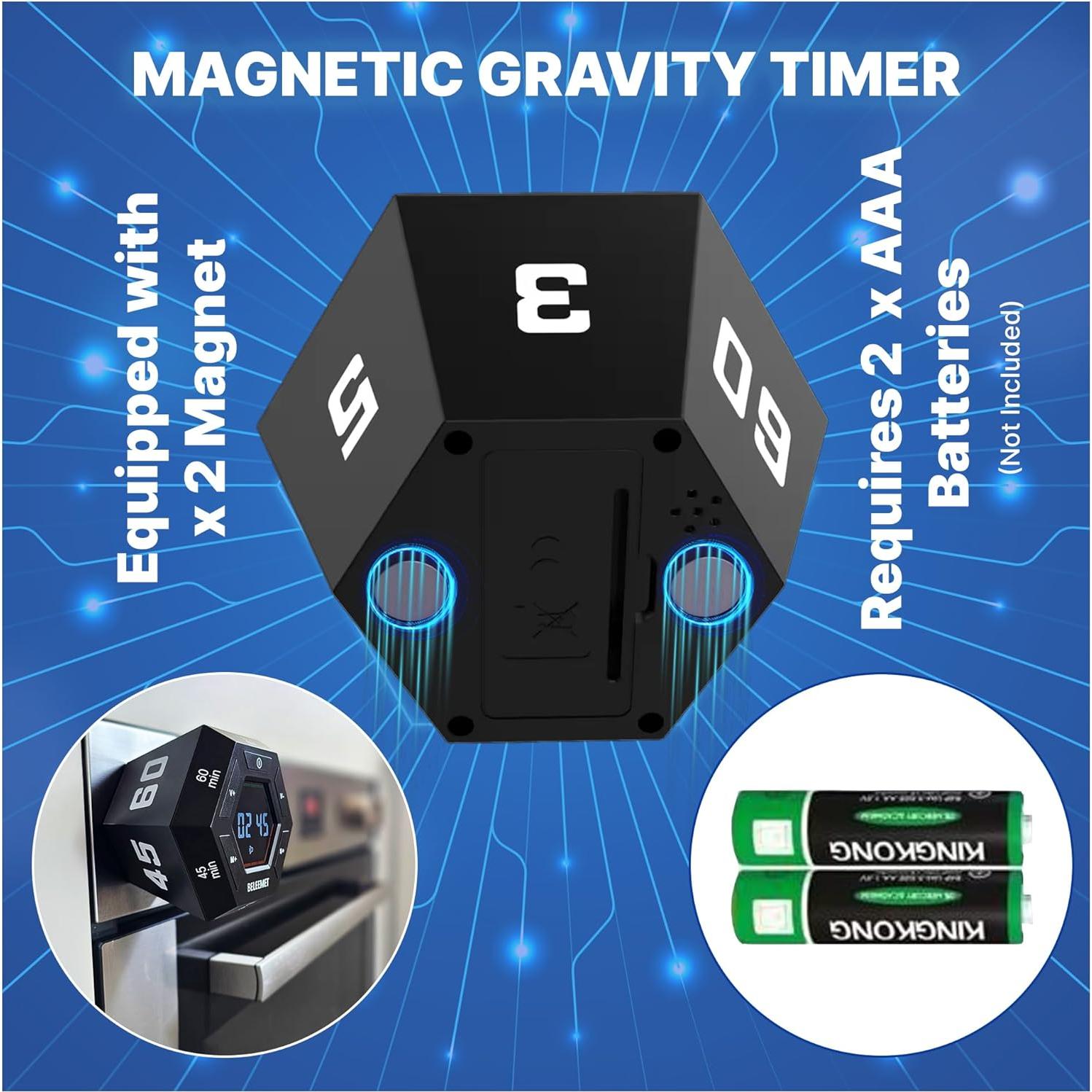 Temporizador Pomodoro Hexagonal Magnético BELEEMET Negro 60min